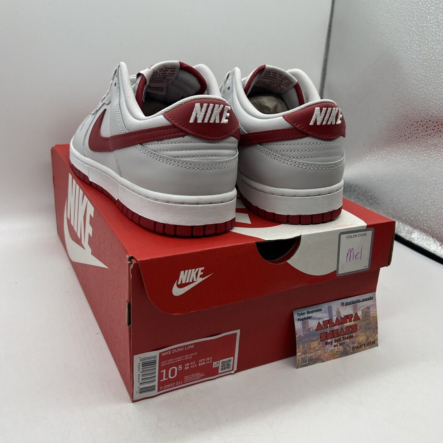 Size 10.5 - Nike Dunk Low Vast Grey Varsity Red Brand New Og All