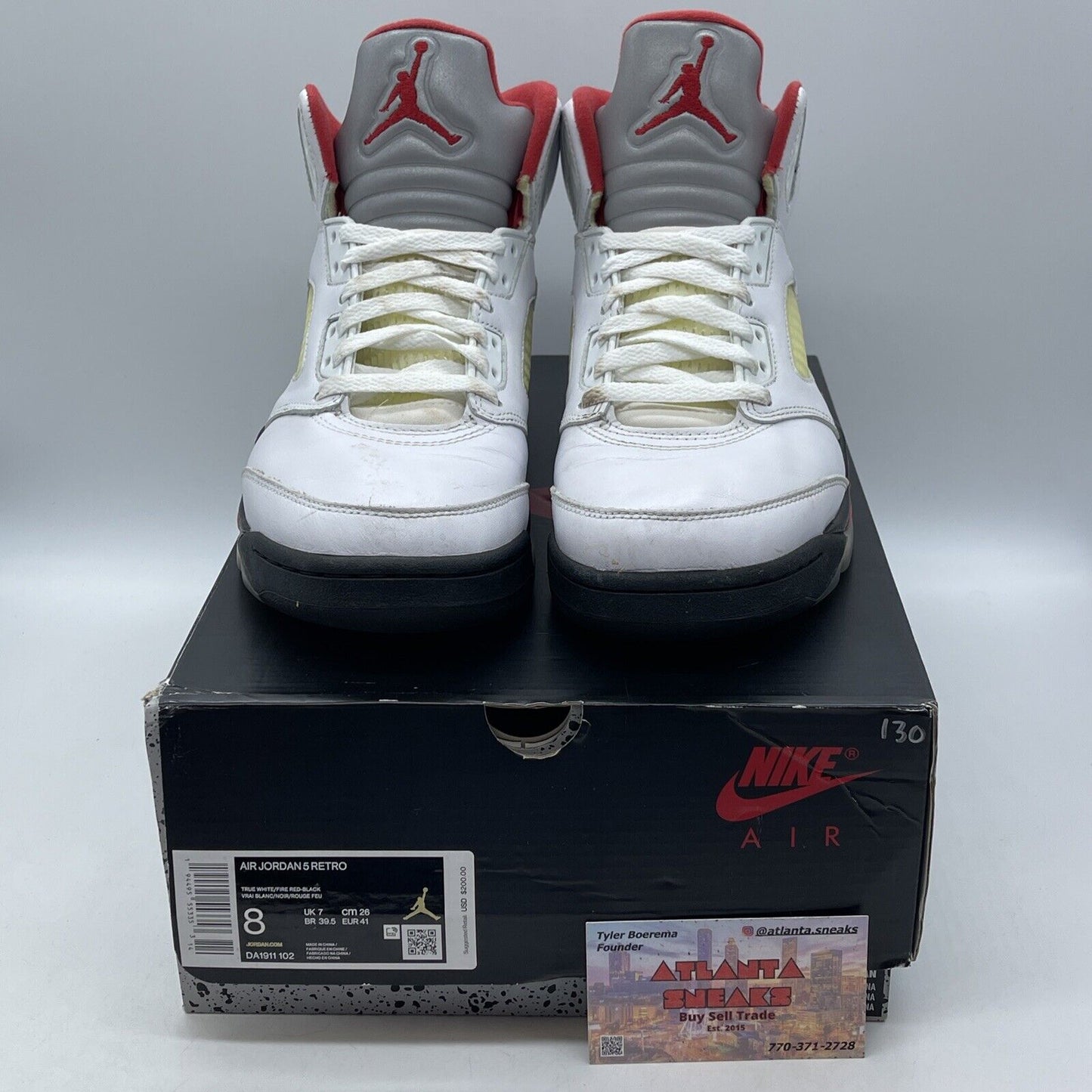 Size 8 - Jordan 5 Retro Mid Fire Red Black Silver White Leather (DA1911-102)