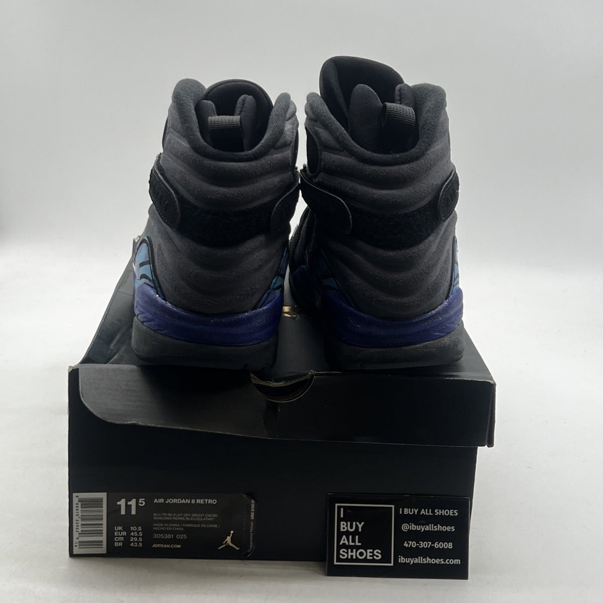 Size 11.5 - Air Jordan 8 Retro Aqua 2015 (305381-025)