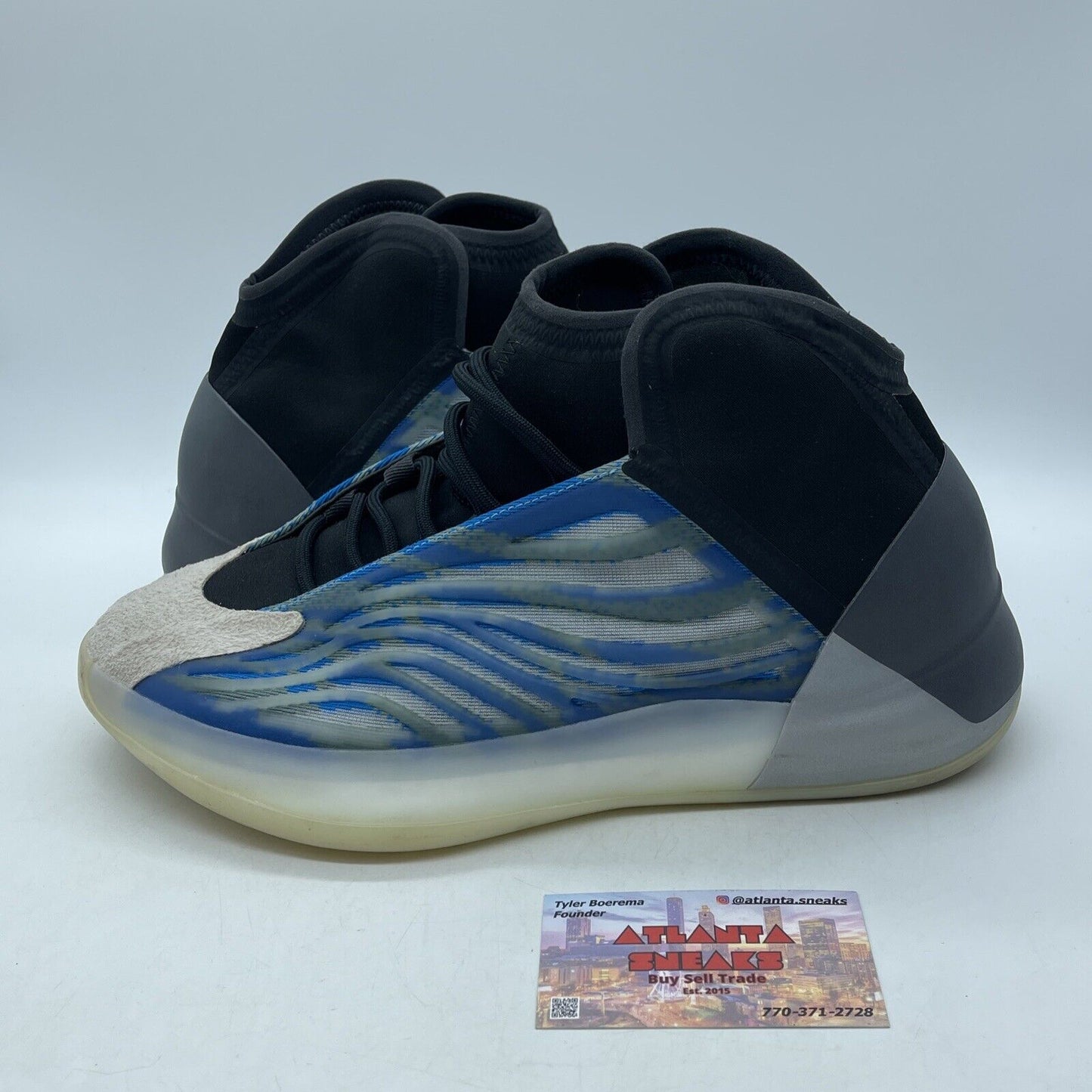 Size 10 - adidas Yeezy Quantum Frozen Blue Black Grey Suede Leather (GZ8872)