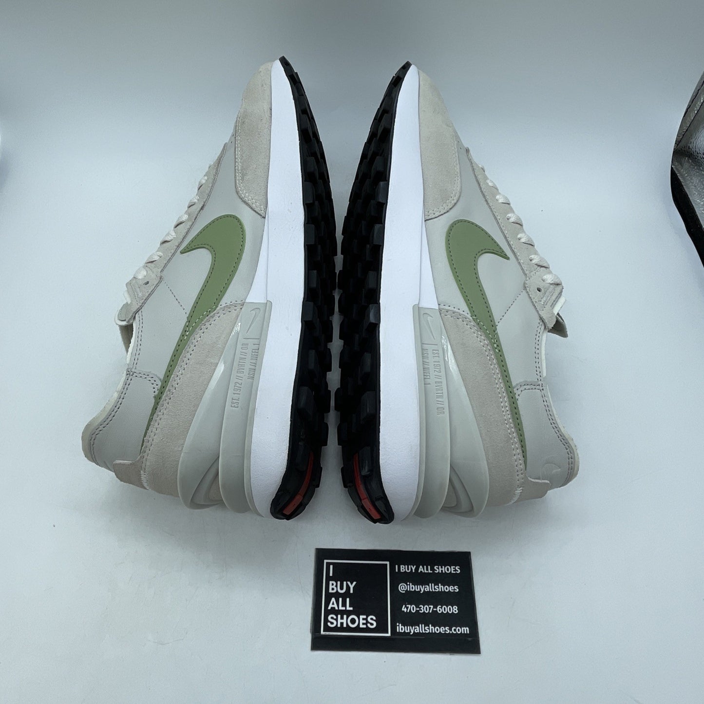 Size 13 - Nike Waffle One Leather Light Bone Oil Green (DX9428-002)