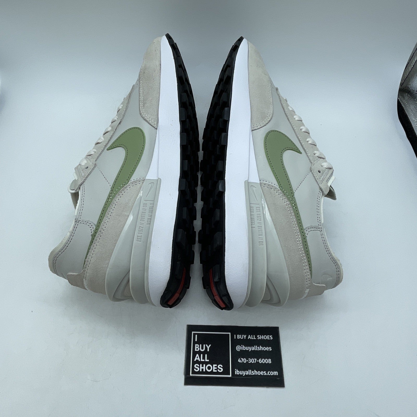 Size 13 - Nike Waffle One Leather Light Bone Oil Green (DX9428-002)