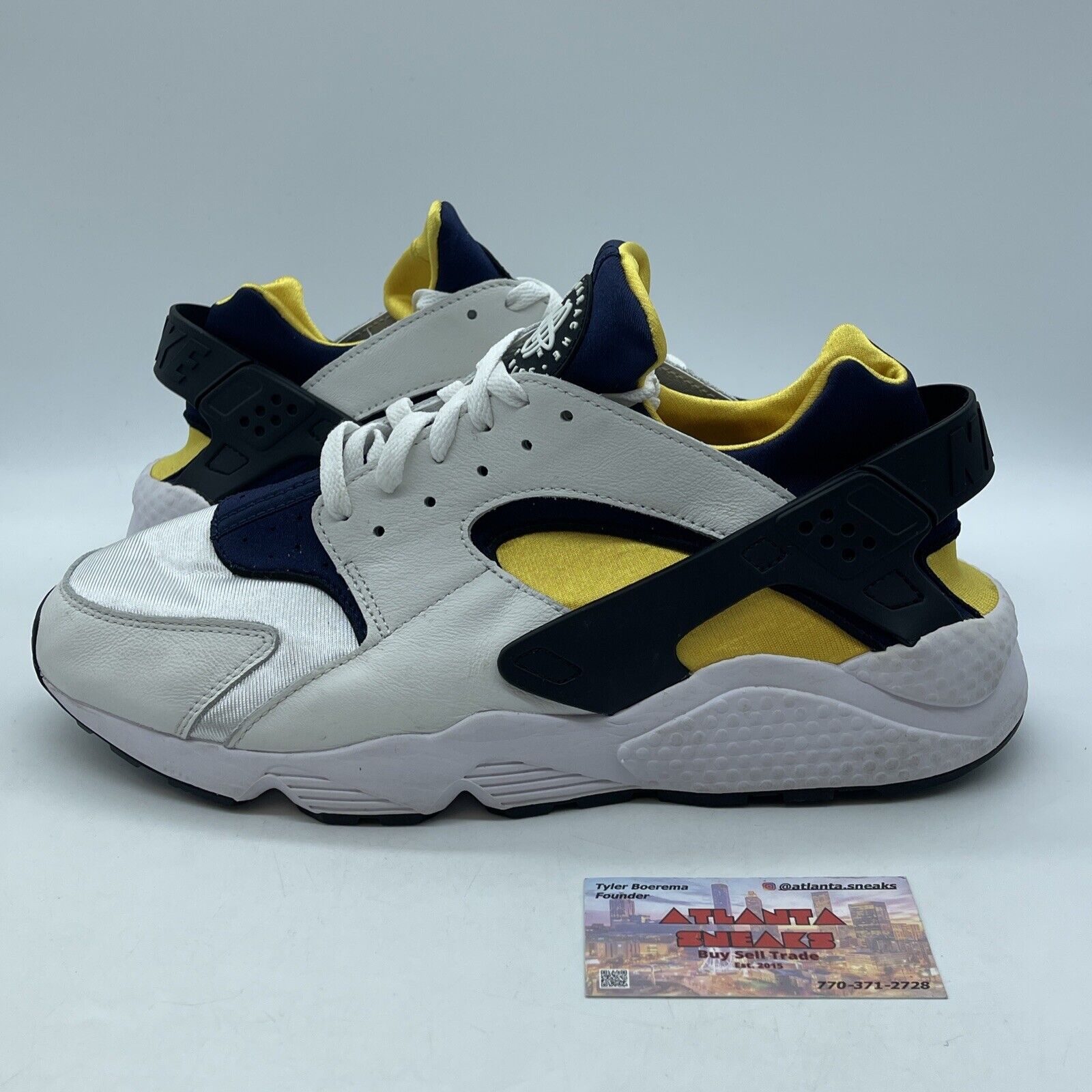 Size 13 - Nike Air Huarache Michigan Navy Yellow White (DD1068-107)