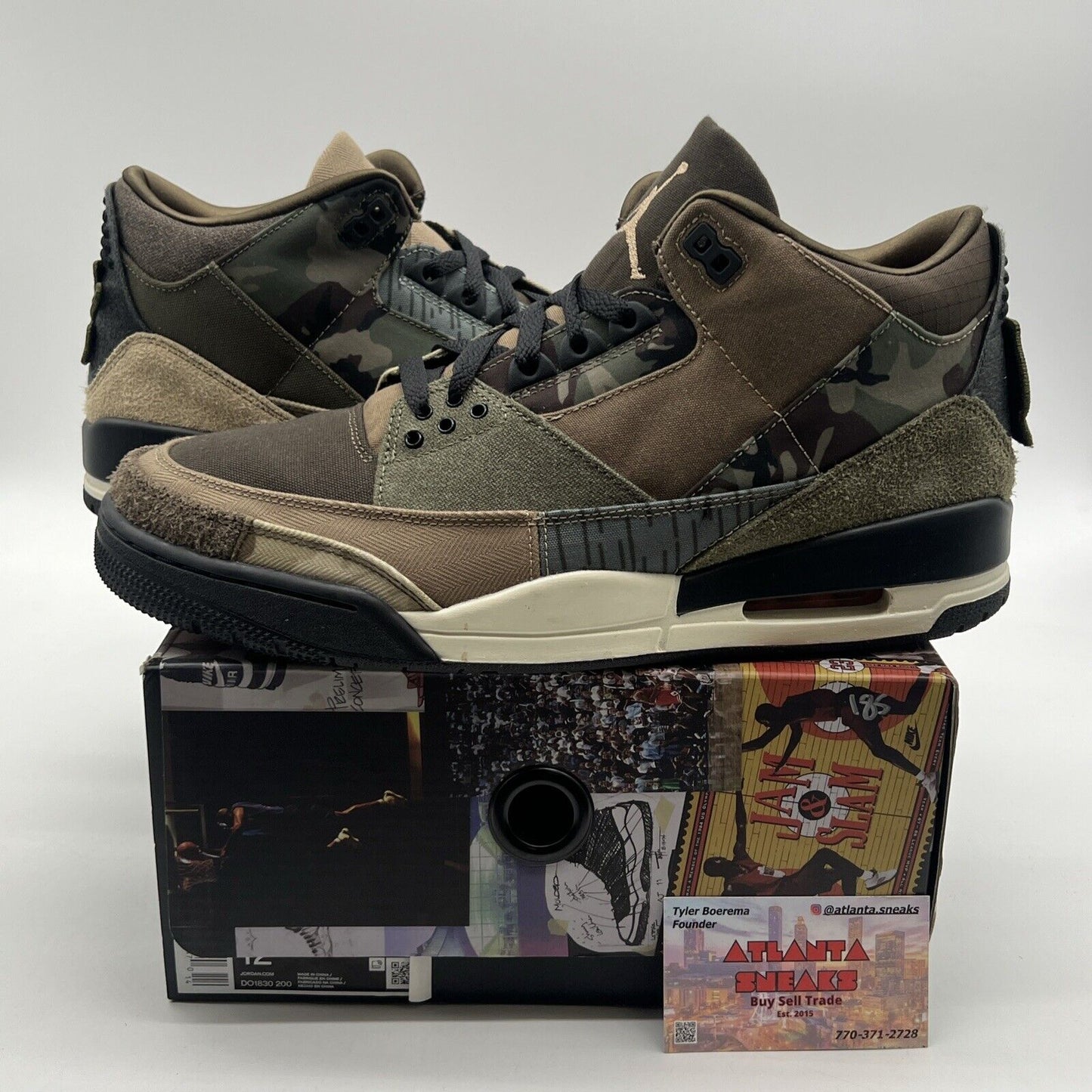 Size 12 - Jordan 3 Retro Patchwork 2021 Black Tan Olive (DO1830-200)