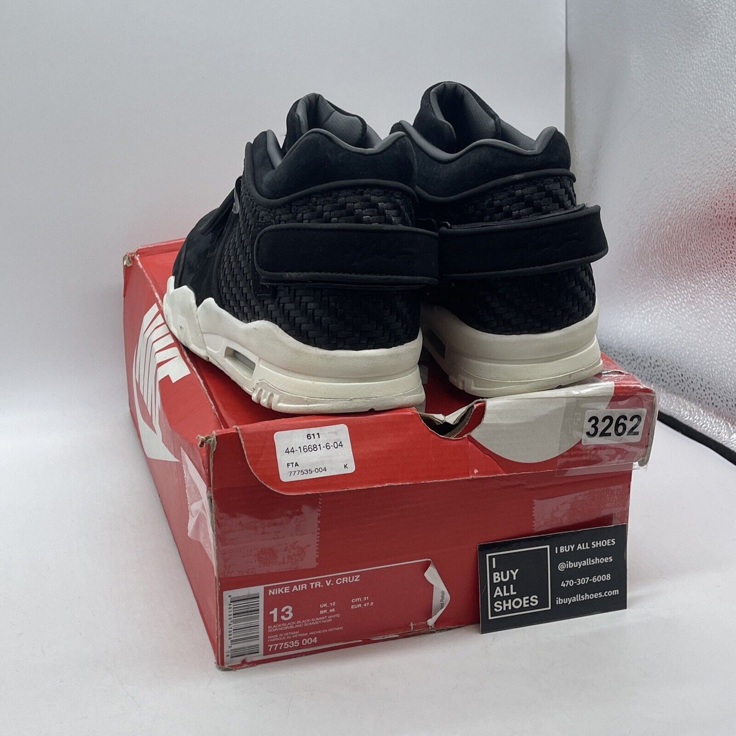 Size 13 - Nike Air Trainer Cruz Black Suede Leather White (777535-004)