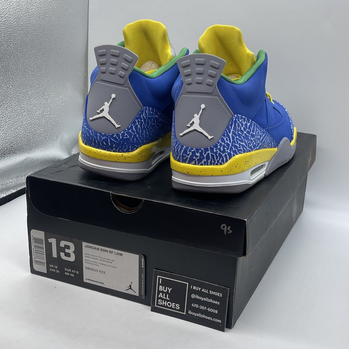 Size 13 - Air Jordan Son Of Mars Low Blue Grey Yellow Suede (580603-433)