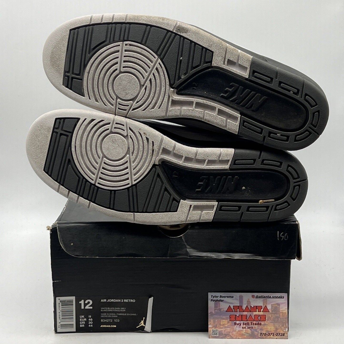 Size 12 - Air Jordan 2 Retro Wing It Black White Grey Leather (834272-103)