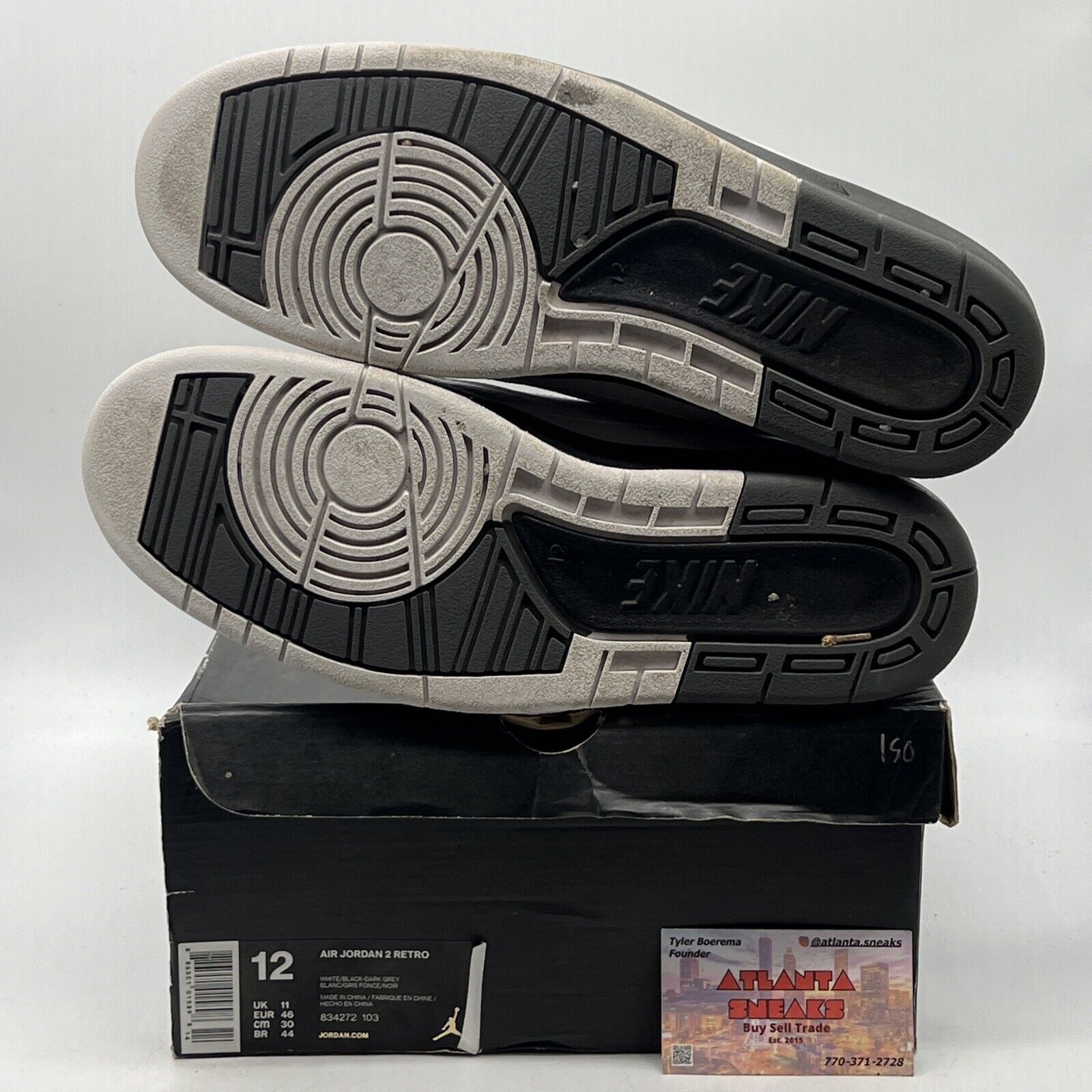 Size 12 - Air Jordan 2 Retro Wing It Black White Grey Leather (834272-103)