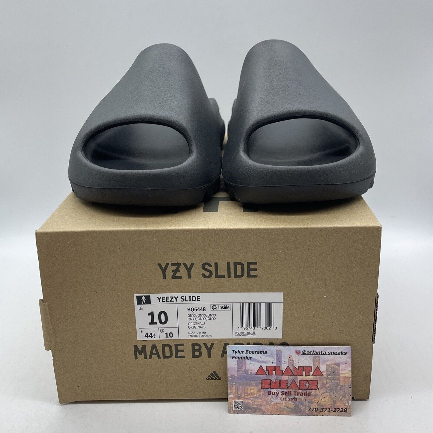 Size 10 - Adidas Yeezy Slides Onyx Black Rubber (HQ6448)