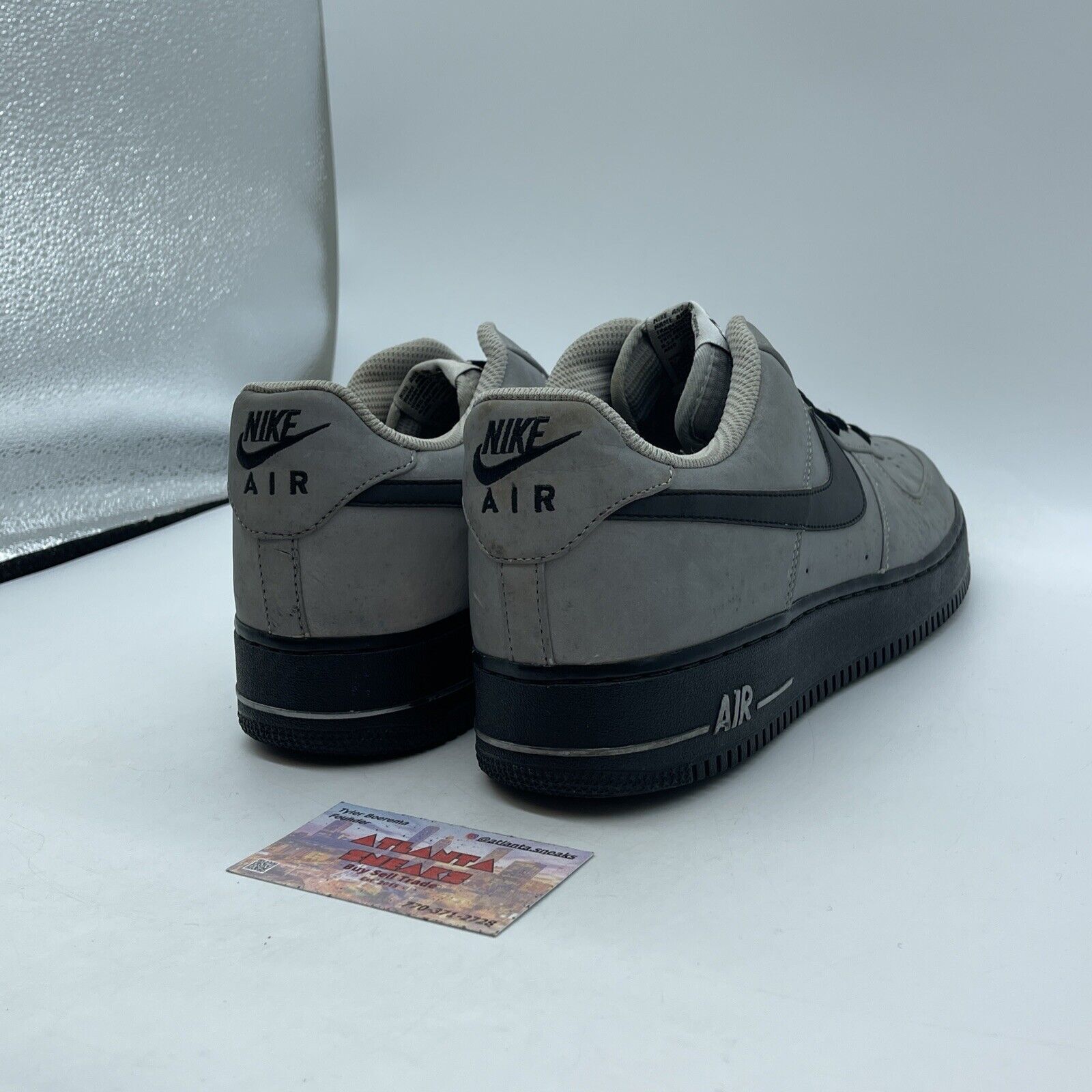 Size 12 - Nike Air Force 1 Premium Low Silver Black Suede Leather (318775-006)