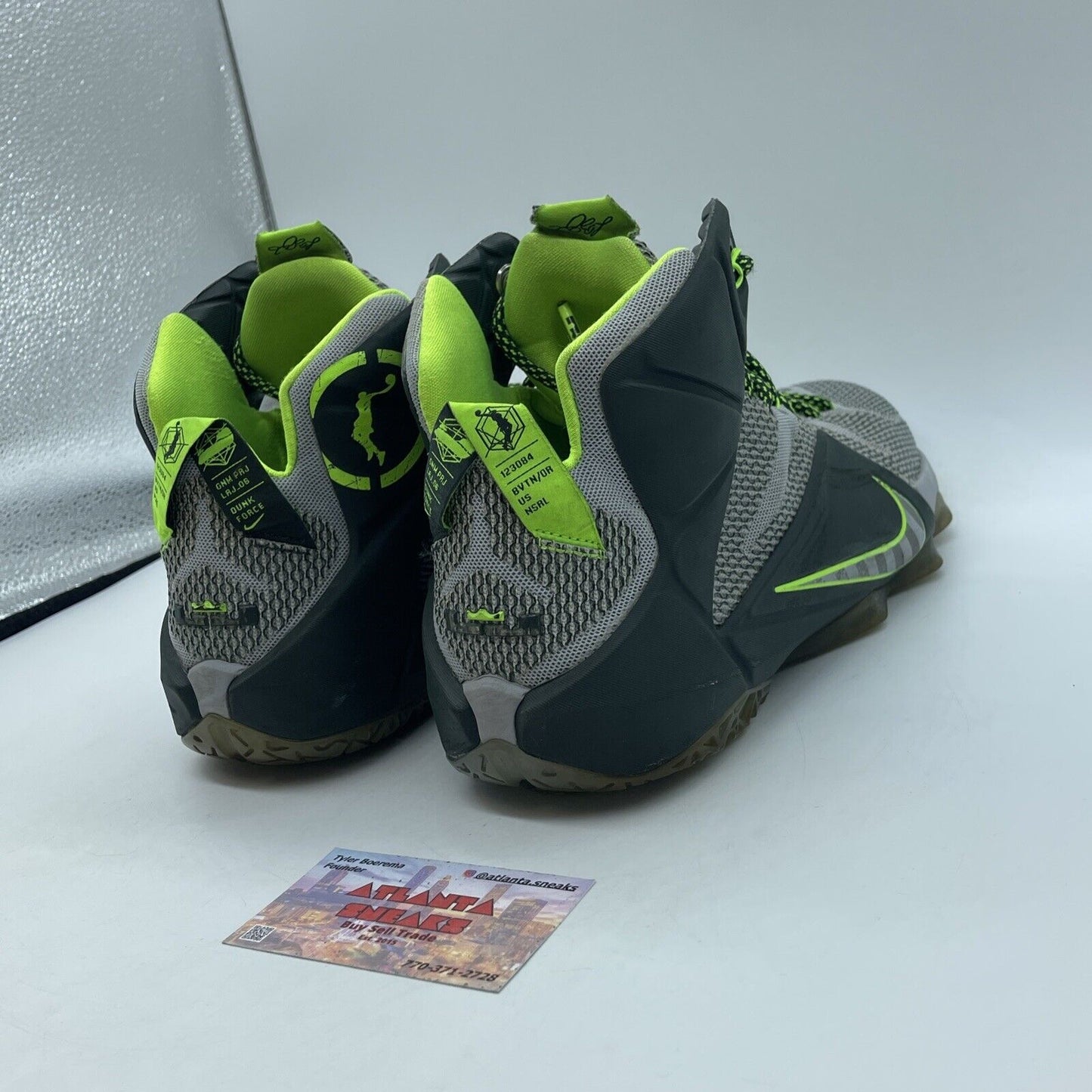 Size 12 - Nike LeBron 12 Dunkman Neon Green Black Suede Leather (684593-001)