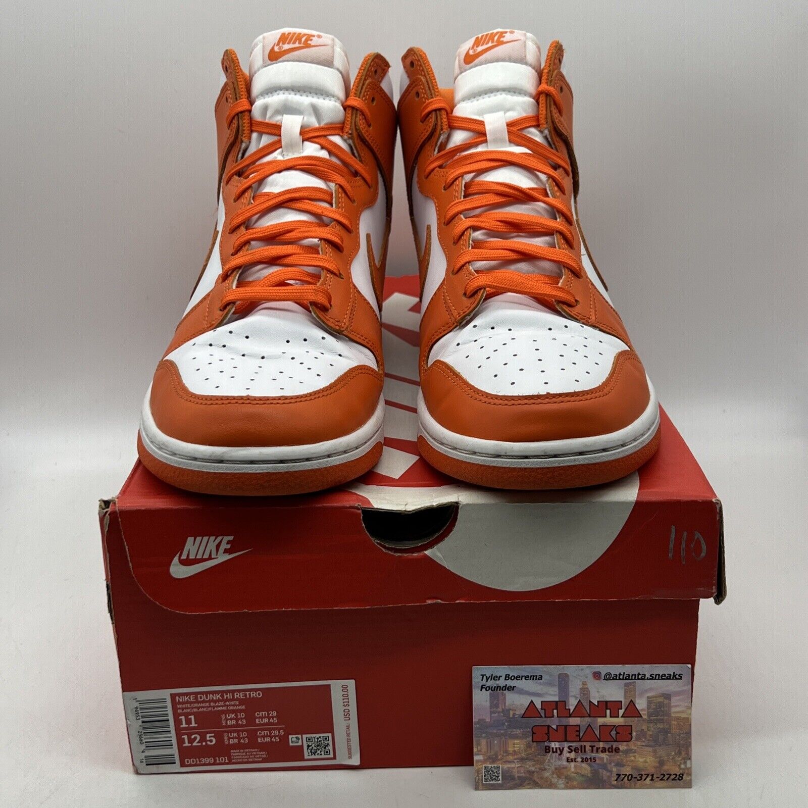 Size 11 - Nike Dunk SP 2021 High Syracuse White Leather Orange (DD1399-101)