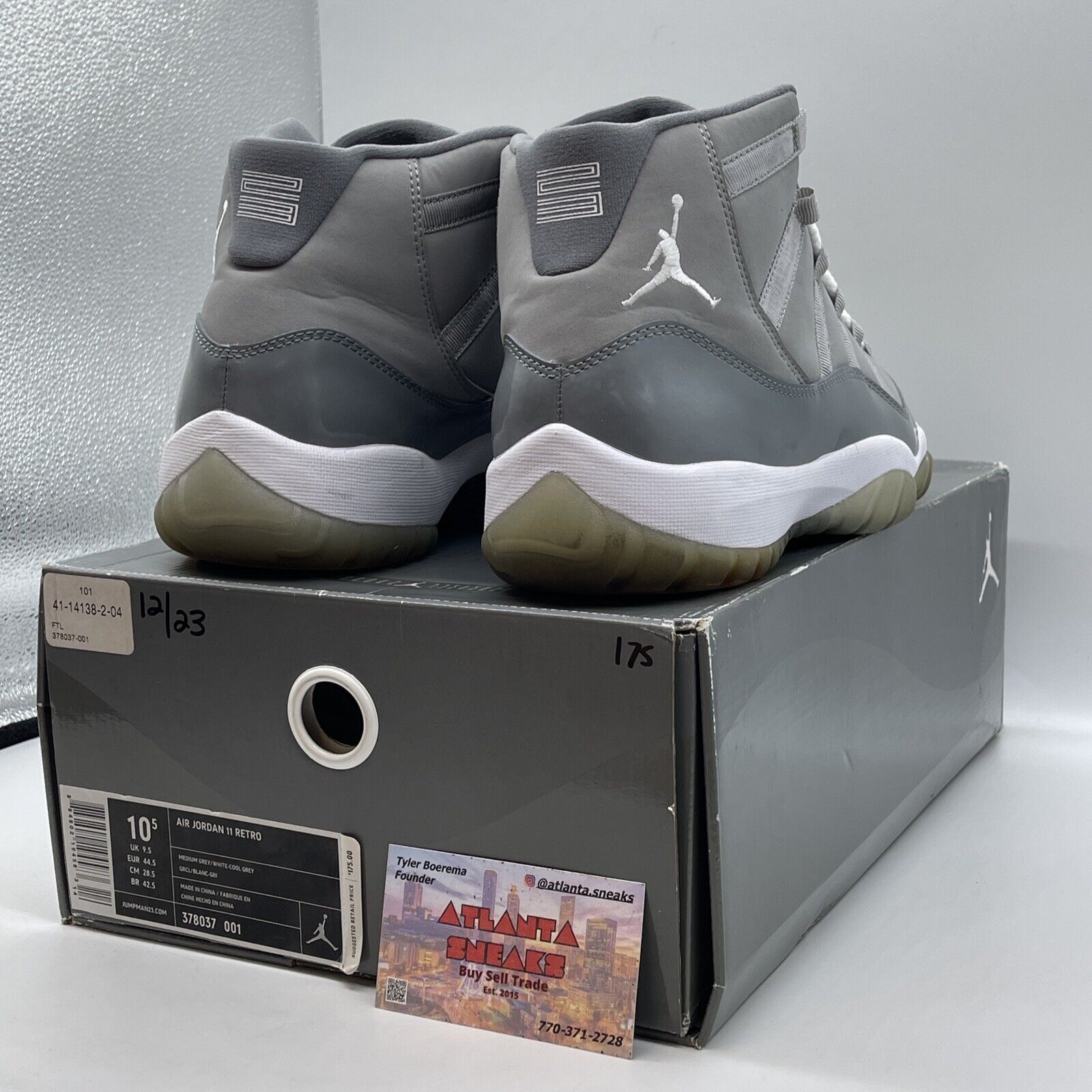 Size 10.5 - Air Jordan 11 Retro 2010 Cool Grey White Leather (378037-001)