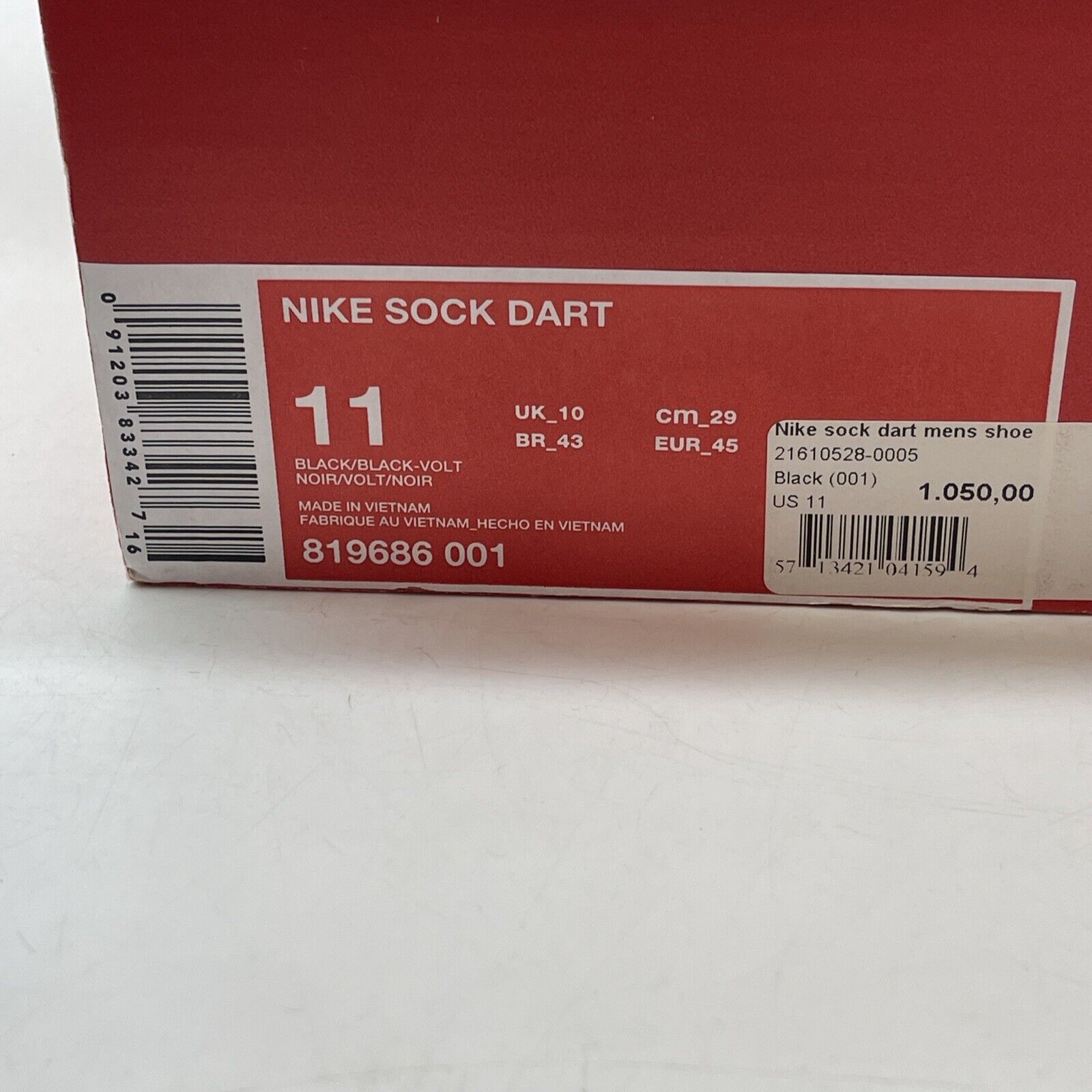 Size 11 - Nike Sock Dart Triple Black (819686-001)