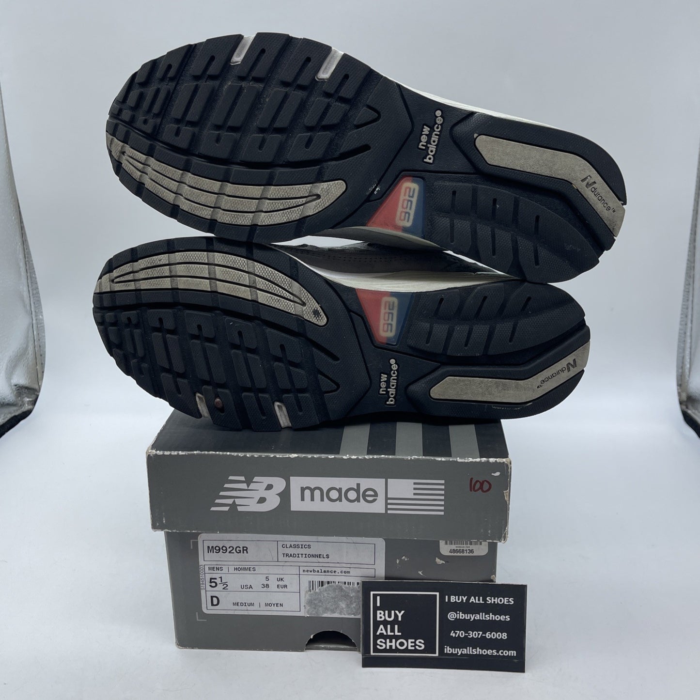 Size 5.5 - New Balance 992 Made in USA 2020 Grey White Suede Leather (M992GR)