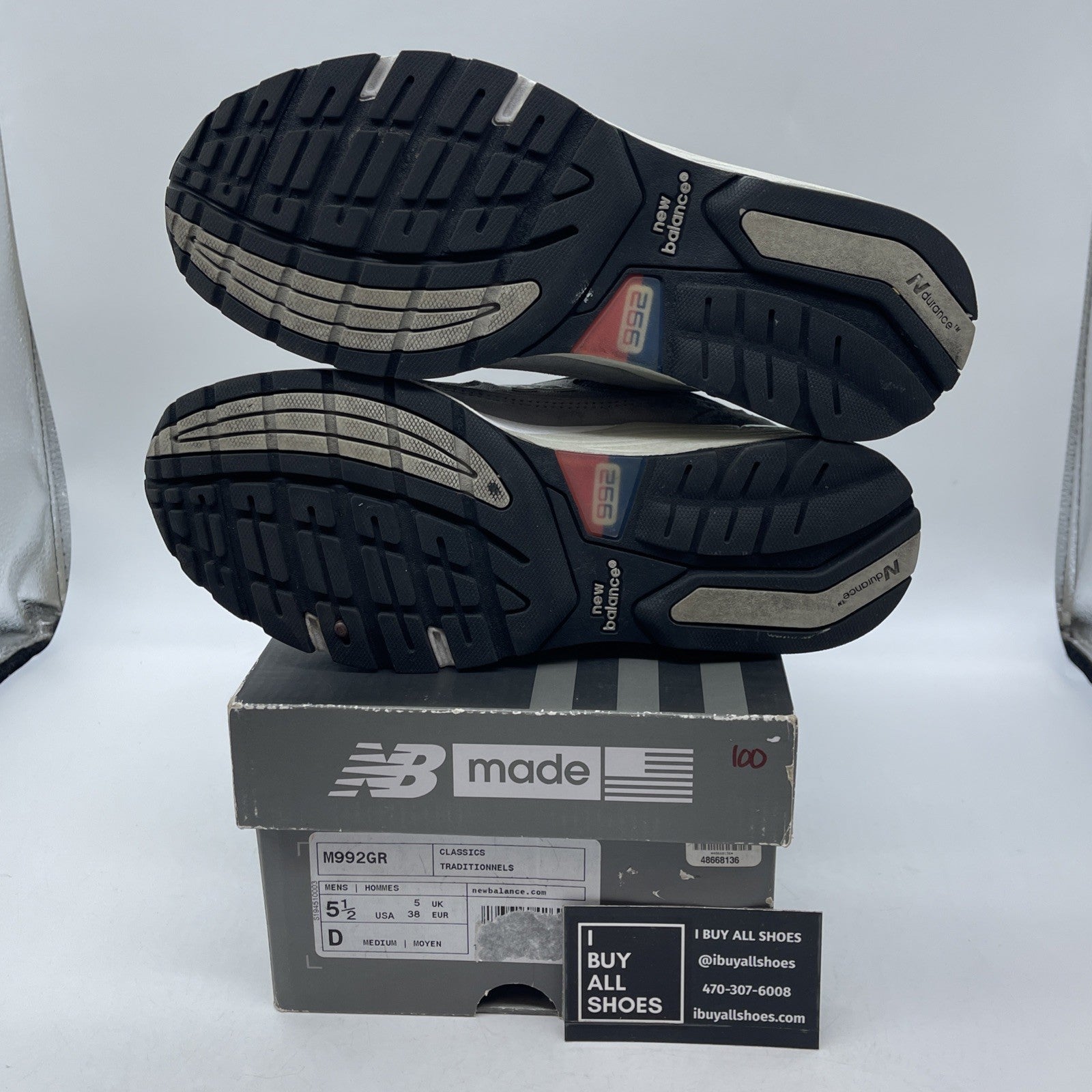 Size 5.5 - New Balance 992 Made in USA 2020 Grey White Suede Leather (M992GR)