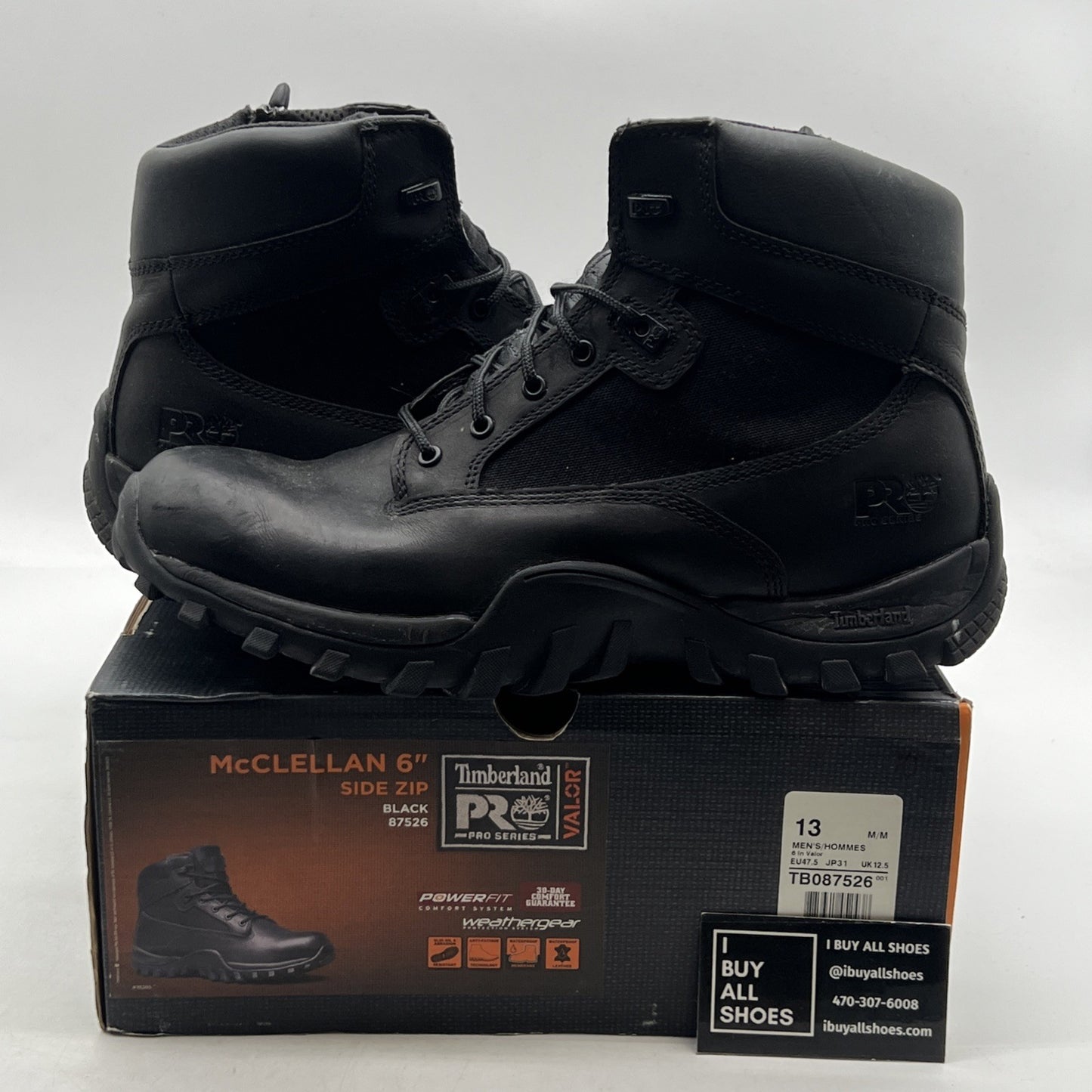 Size 13 - Timberland PRO Valor Duty 6" Boot Side Zip Comp Toe Black Leather