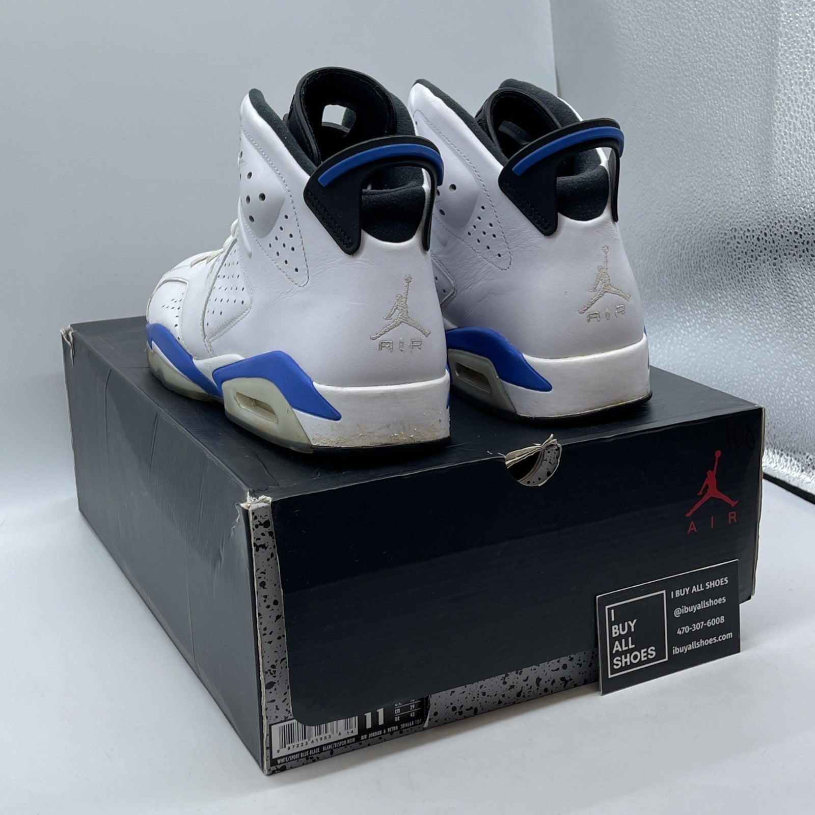 Size 11 - Air Jordan 6 Retro 2014 Sport Blue White Leather (384664-107)