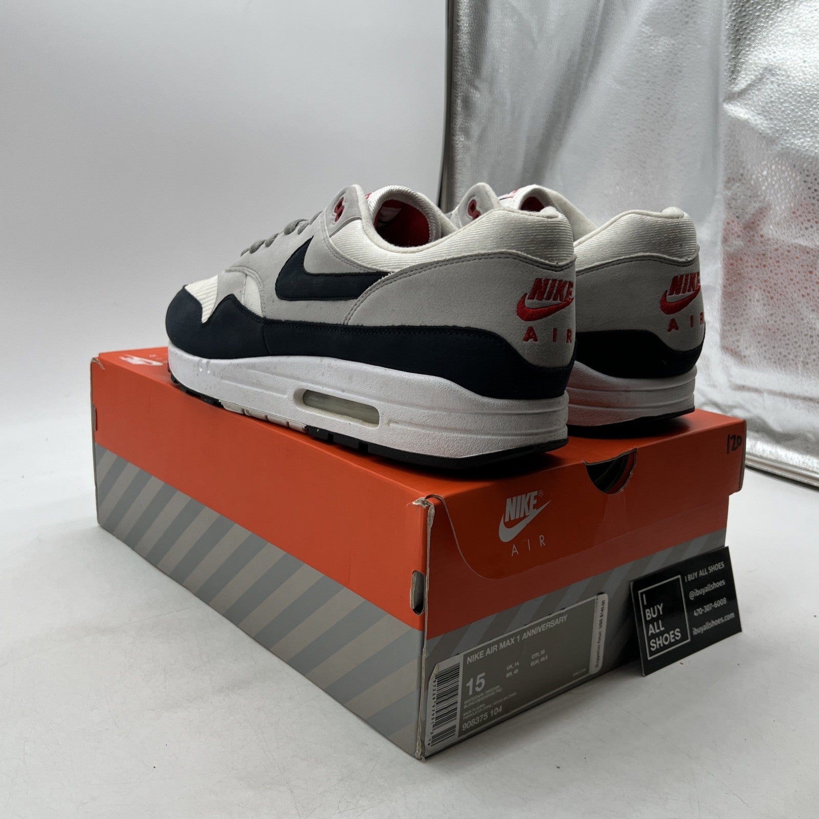 Size 15 - Nike Air Max 1 OG Anniversary Obsidian (908375-104)