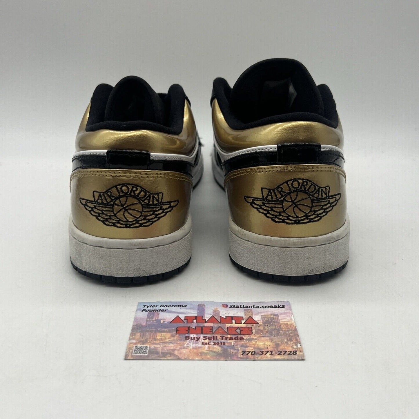 Size 10.5 - Air Jordan 1 Gold Toe Black White Gold Patent Leather Used