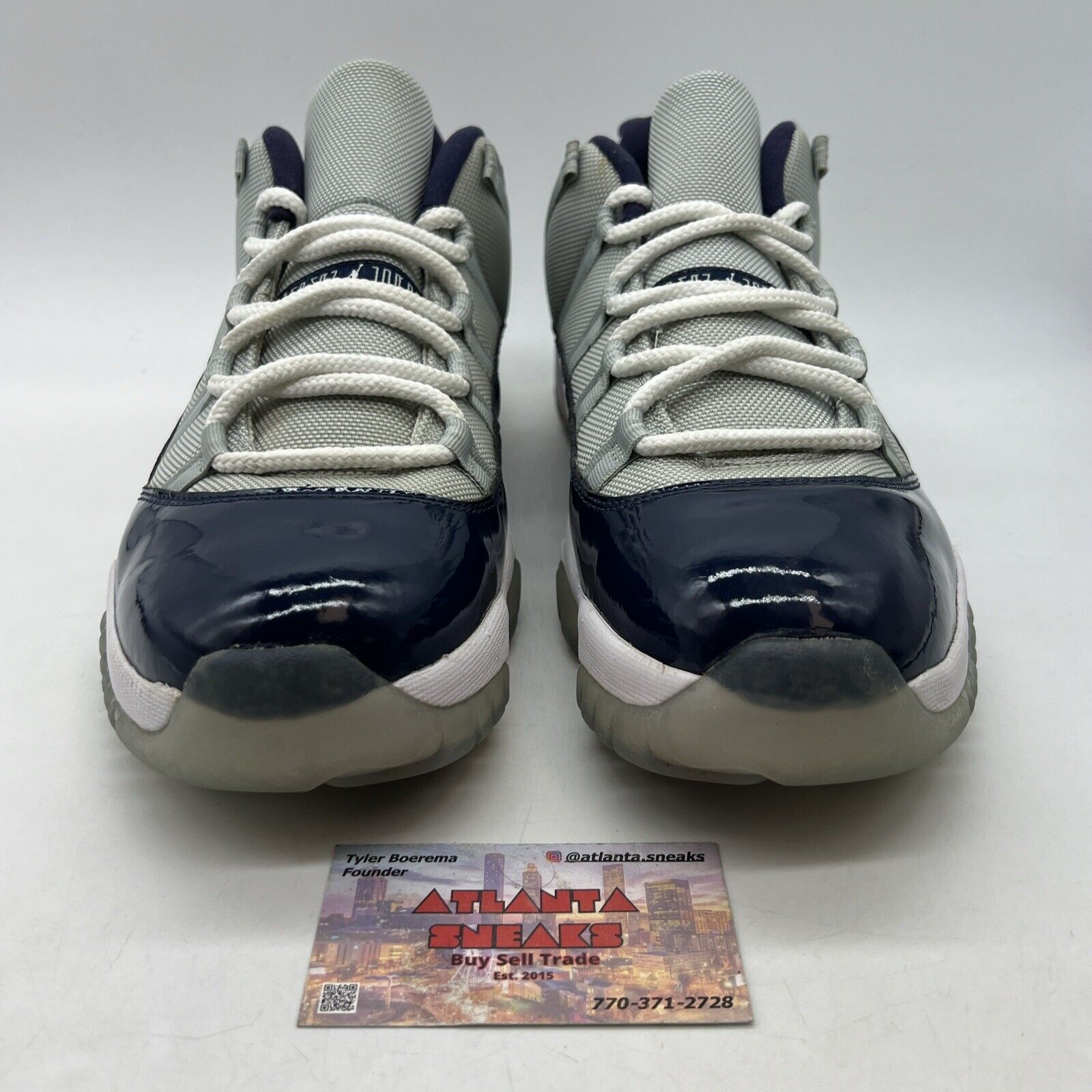 Size 13 - Air Jordan 11 Retro Low Georgetown Navy Grey White Leather 528895-007