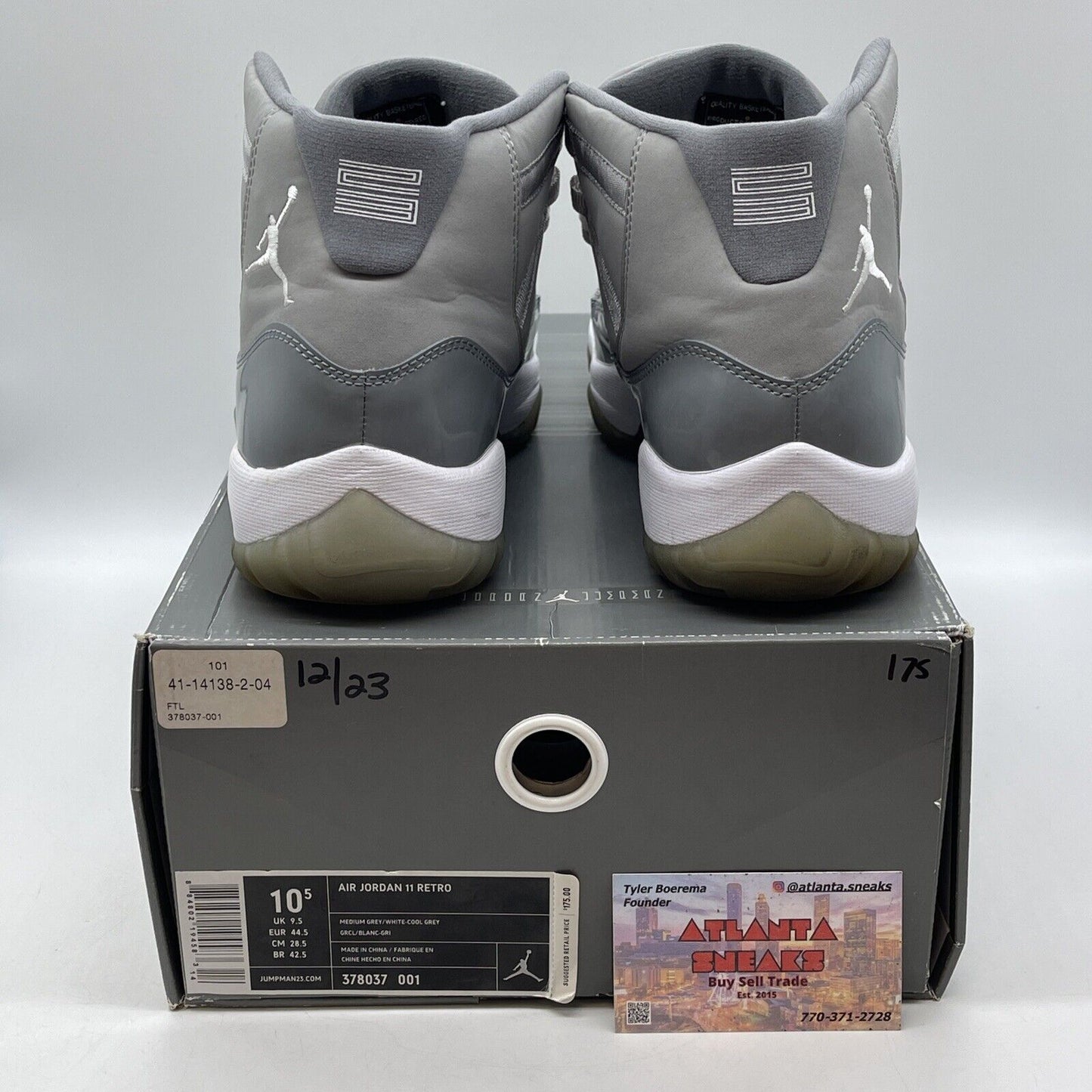 Size 10.5 - Air Jordan 11 Retro 2010 Cool Grey White Leather (378037-001)