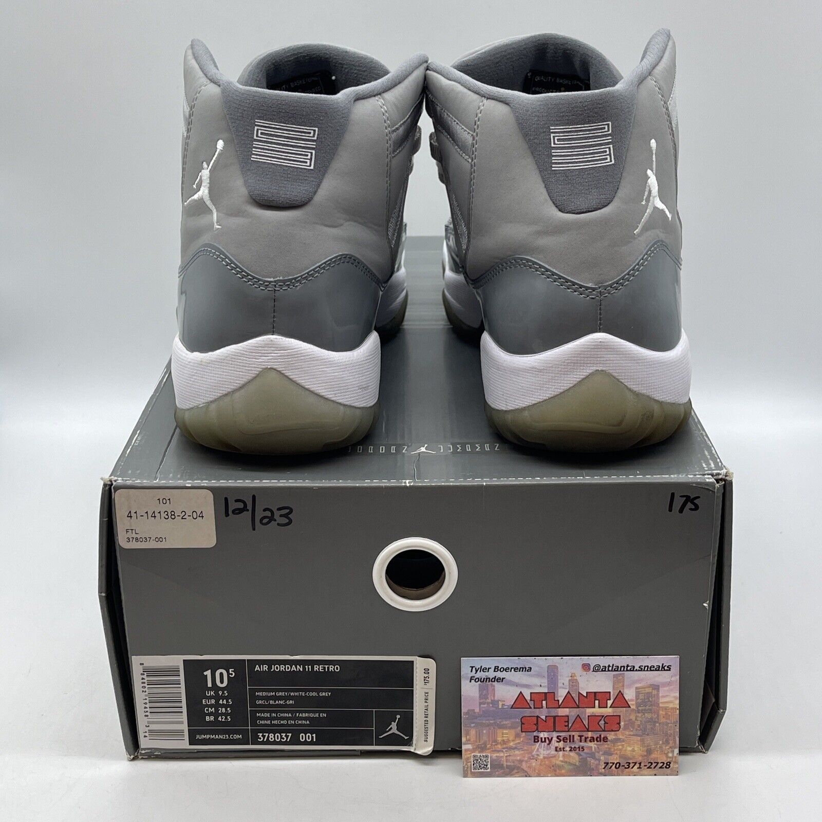 Size 10.5 - Air Jordan 11 Retro 2010 Cool Grey White Leather (378037-001)