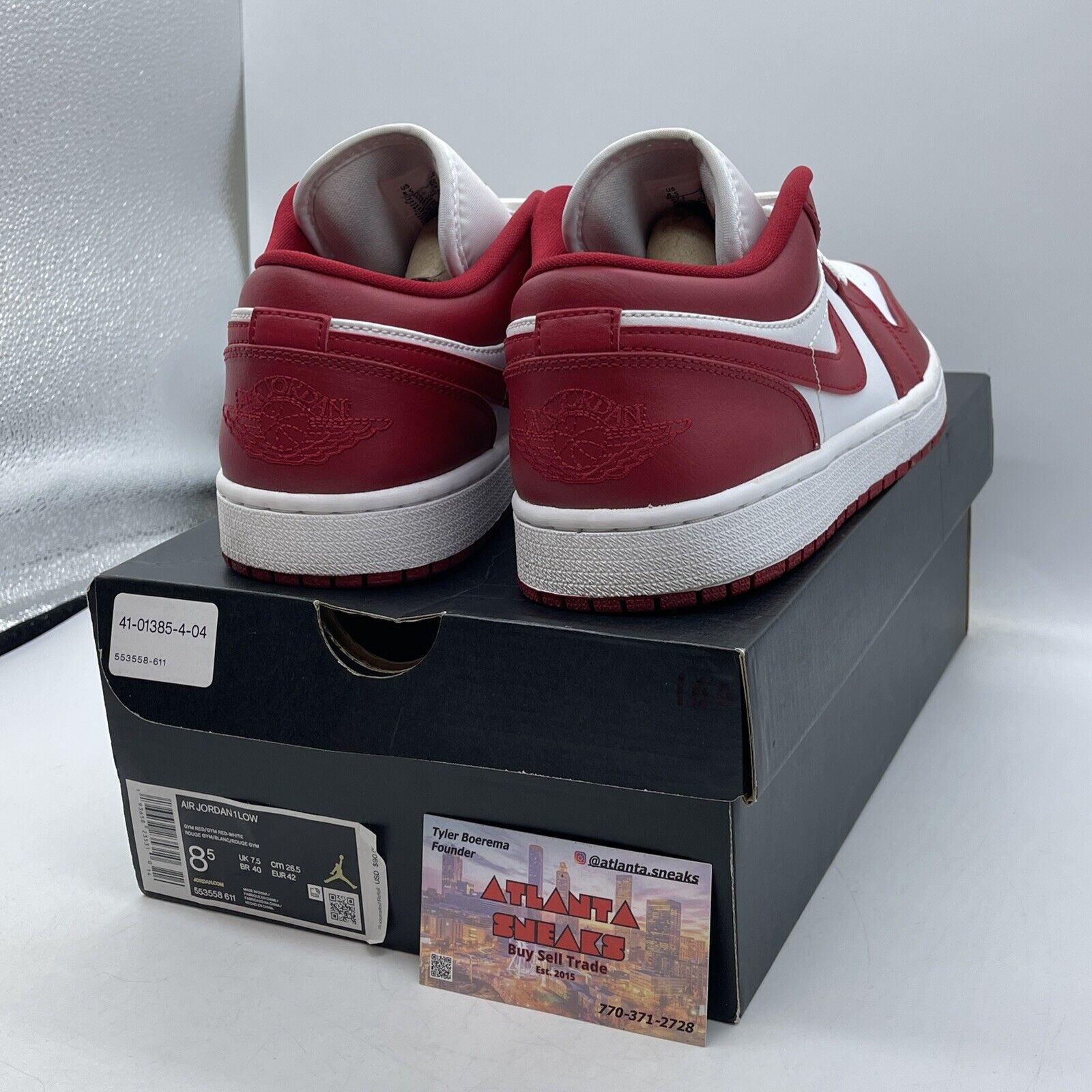 Size 8.5 - Air Jordan 1 Low Gym Red White Leather (553558-611)