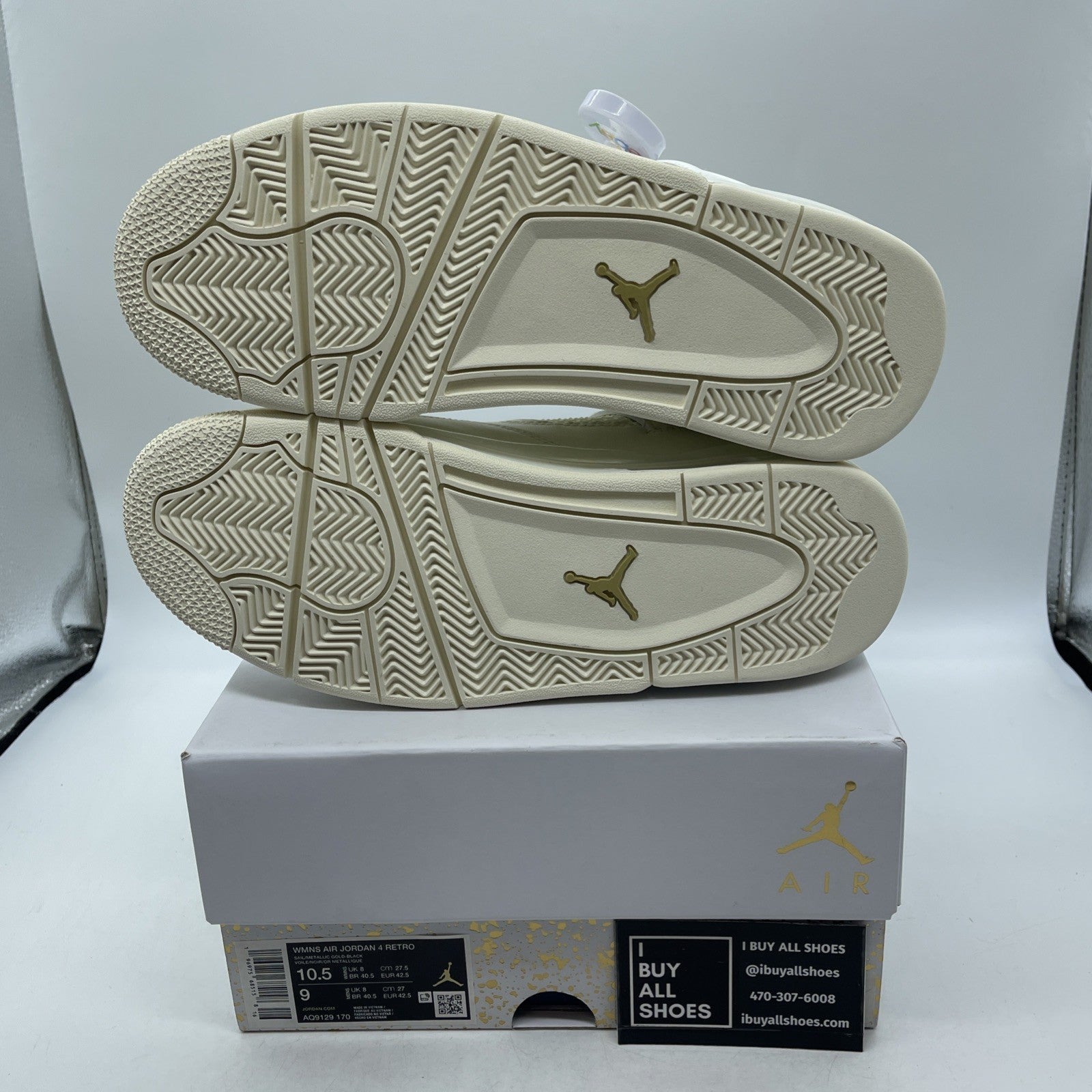 Size 10.5W - Air Jordan 4 Retro Metallic Gold (AQ9129-170)
