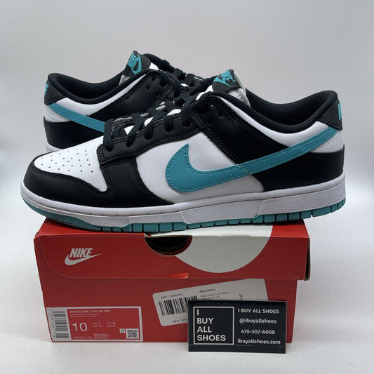 Size 10 - Nike Dunk Low Black Dusty Cactus Blue White Leather (DV0833-109)