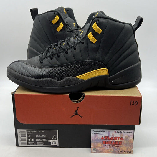 Size 9 - Jordan 12 Retro Mid Black Taxi Yellow Leather (CT8013-071)