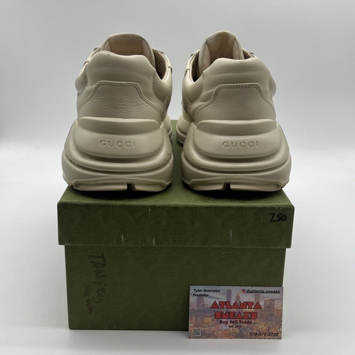 Size 11 - Gucci Rhyton Cream Beige Leather Monogram Big Logo 2018 Men’s Sneaker