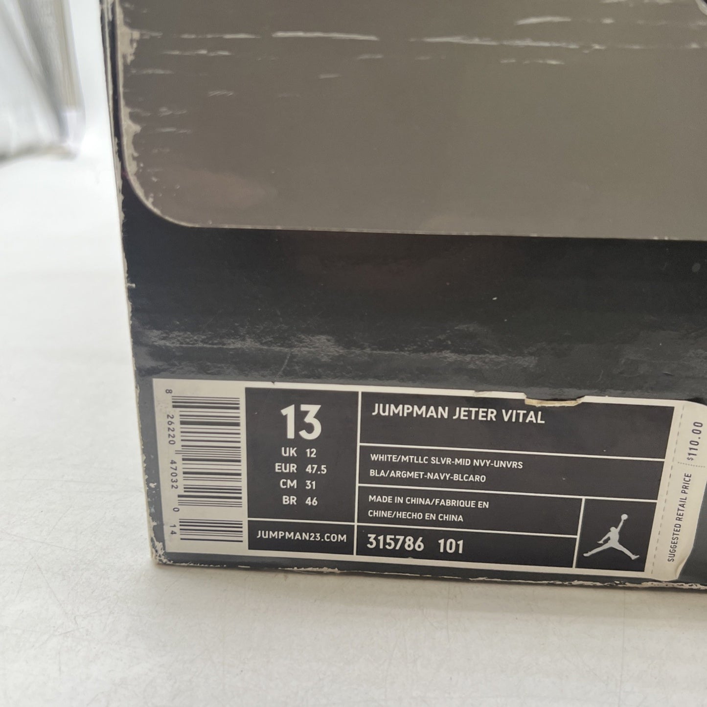 Size 13 - Air Jordan Jumpman Jeter Vital White Midnight Navy (315786-101)