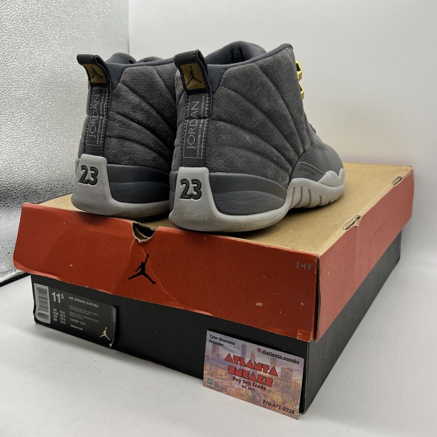 Size 11.5 - Air Jordan 12 Retro Dark Grey Leather Suede (130690-005)