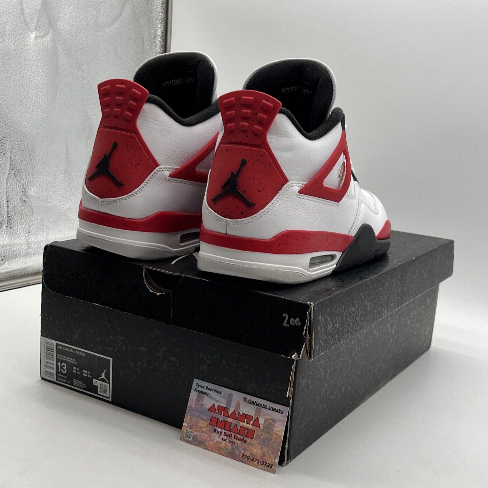 Size 13 - Jordan 4 Retro Mid Red Cement Black White Red Leather (DH6927-161)