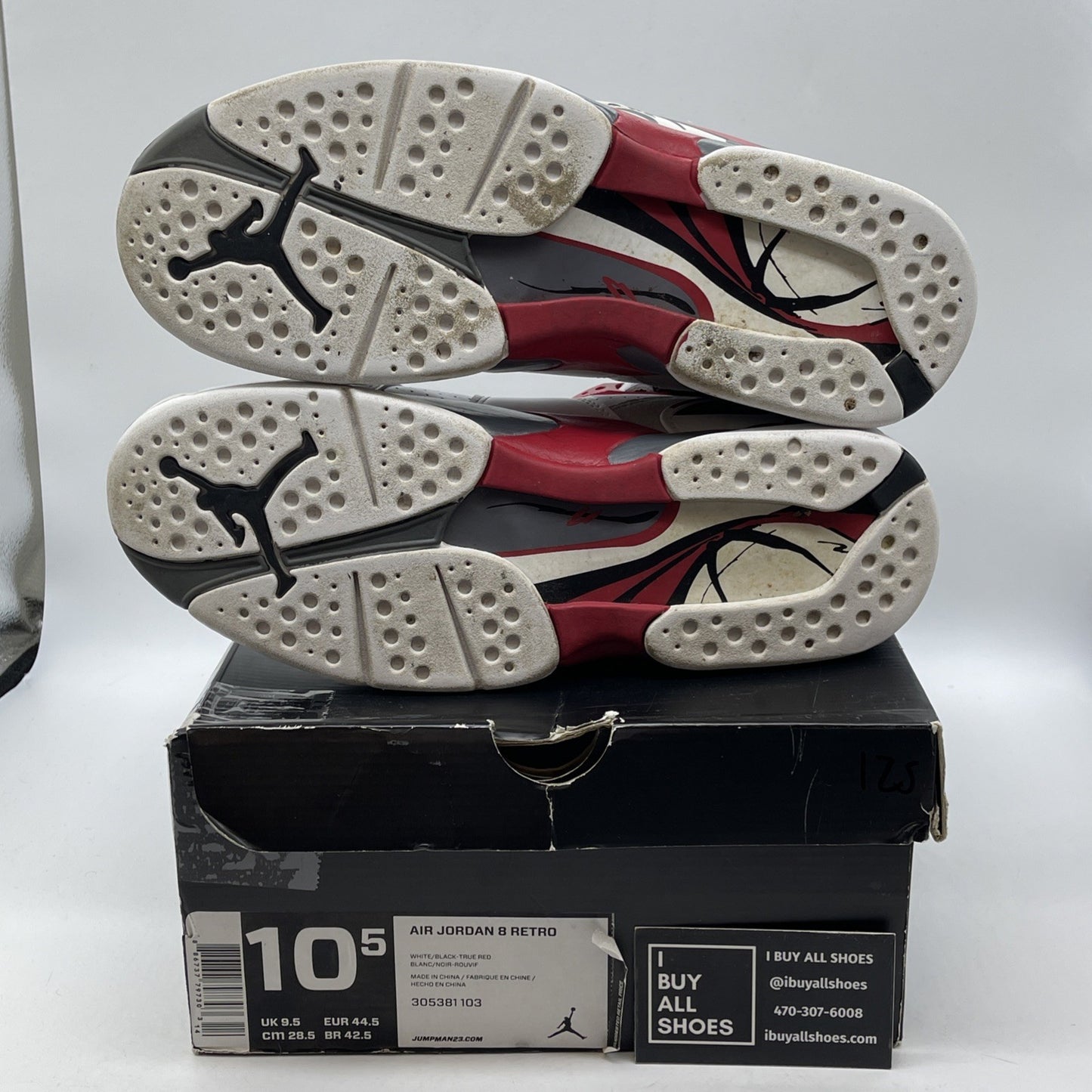 Size 10.5 - Air Jordan 8 Retro 2008 Countdown Pack White Grey (305381-103)