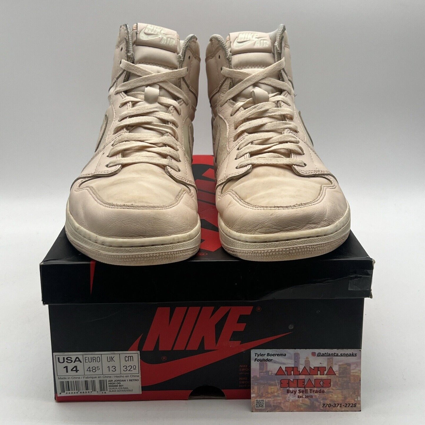 Size 14 - Air Jordan 1 Retro OG High Guava Ice Leather Light Pink (555088-801)