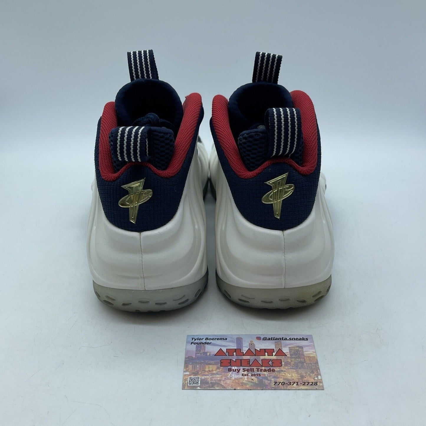 Size 10.5 - Nike Air Foamposite One PRM Olympic White Gold Blue (575420-400)