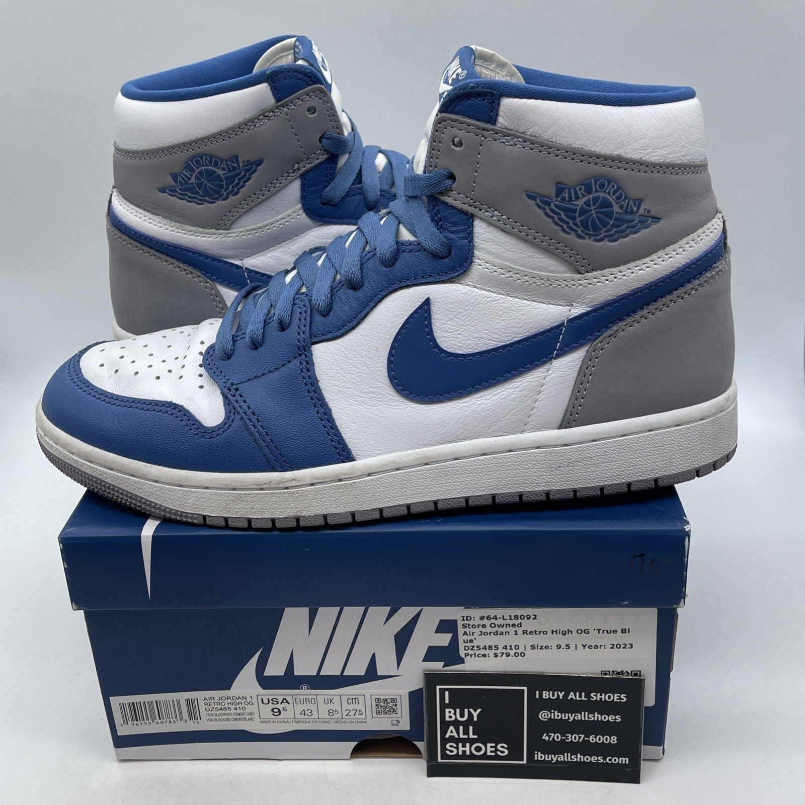 Size 9.5 - Air Jordan 1 Retro OG High True Blue (DZ5485-410)