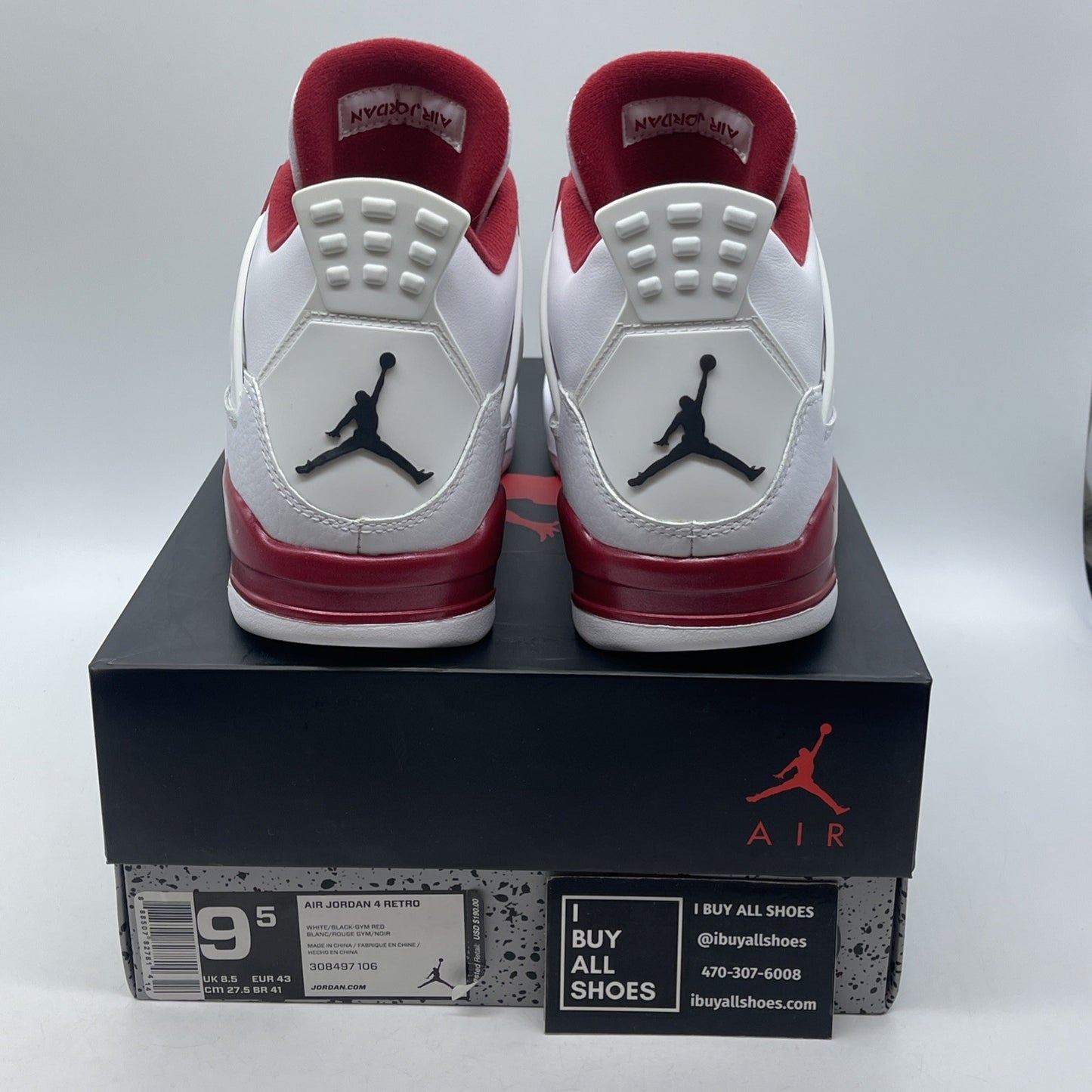 Size 9.5 - Jordan 4 Retro alternate 89 2016 White Red Leather (308497-106)