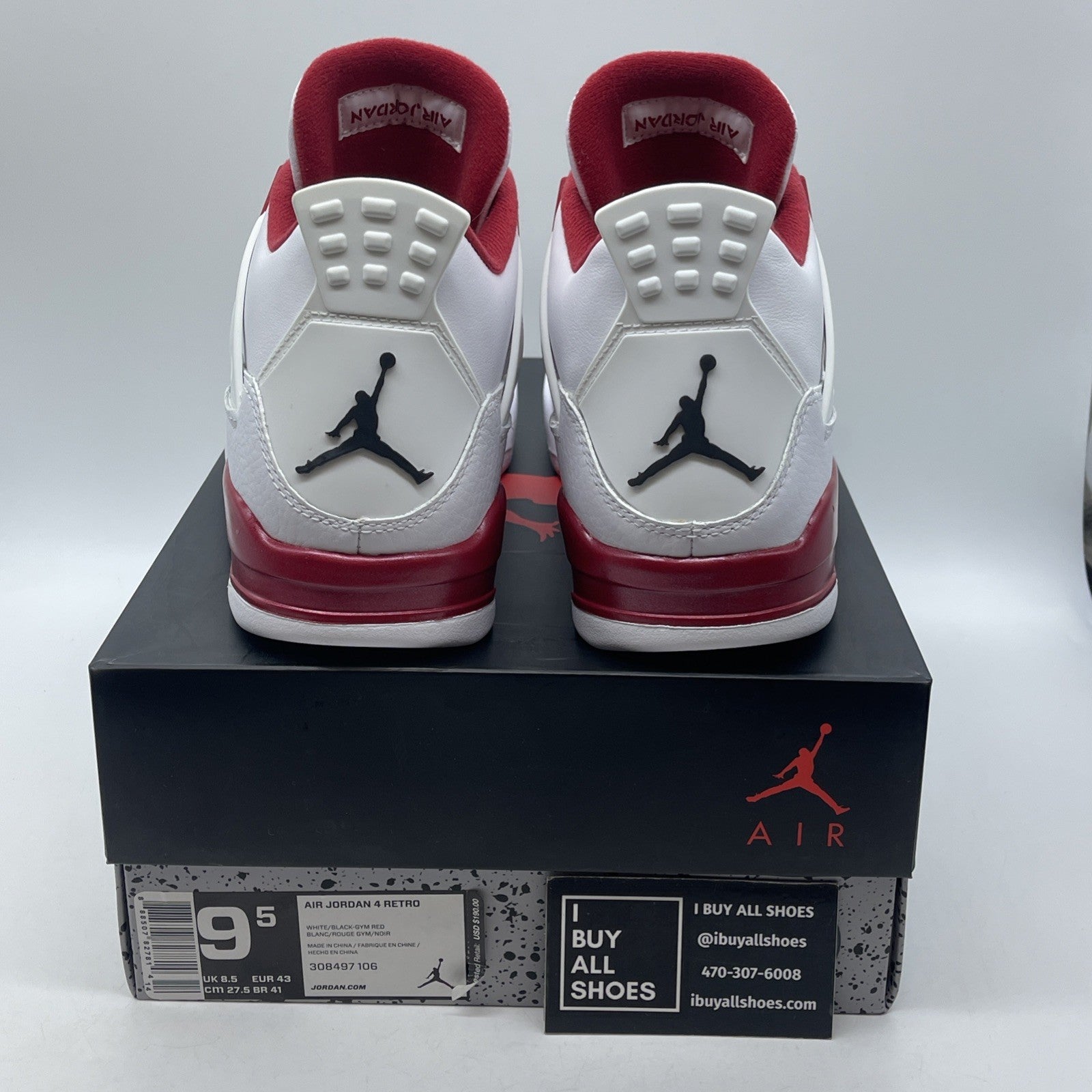Size 9.5 - Jordan 4 Retro alternate 89 2016 White Red Leather (308497-106)