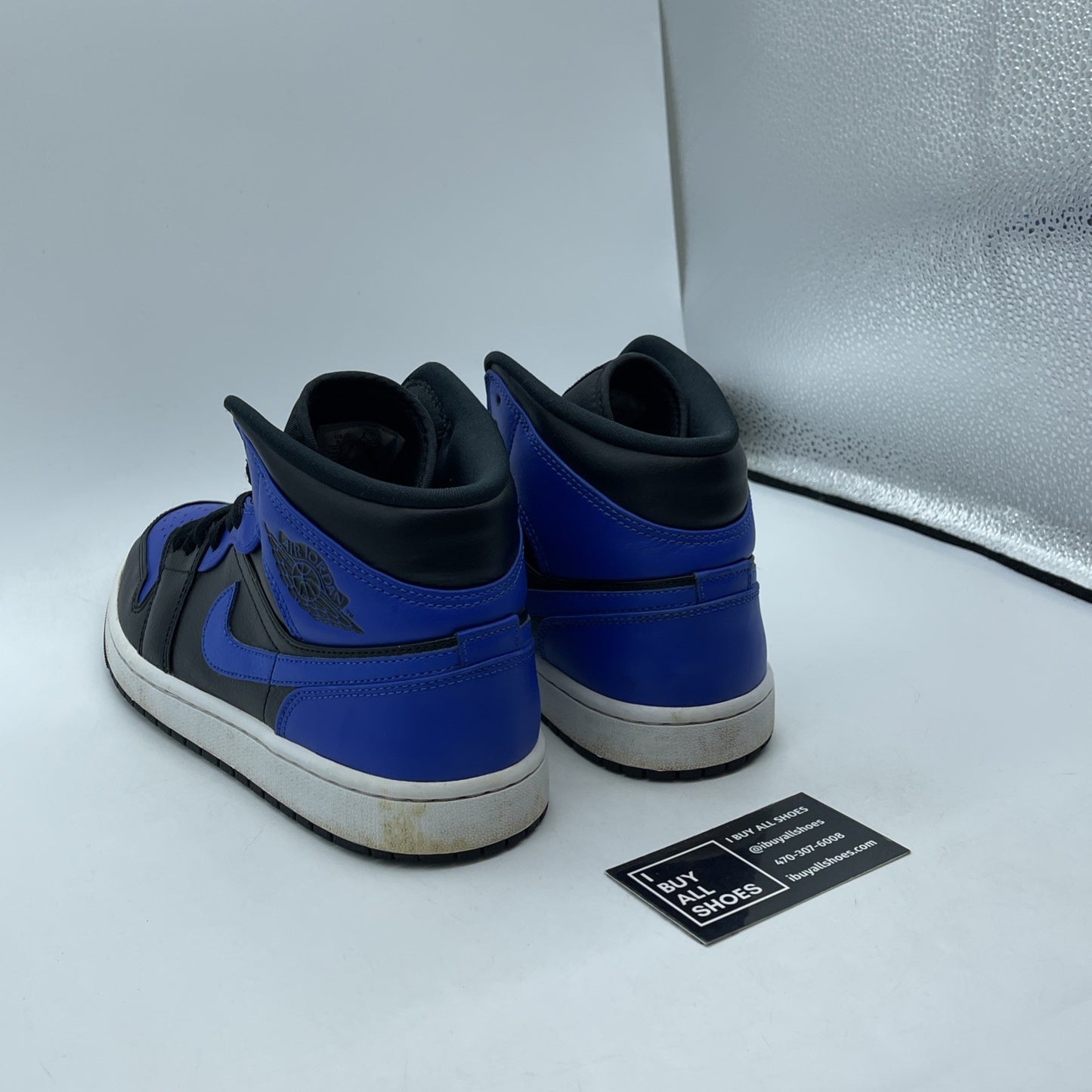 Size 9 - Jordan 1 Mid Hyper Royal Blue Black Leather (554724-077)