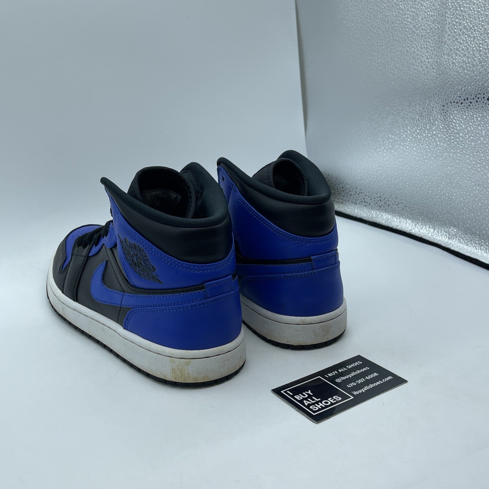 Size 9 - Jordan 1 Mid Hyper Royal Blue Black Leather (554724-077)