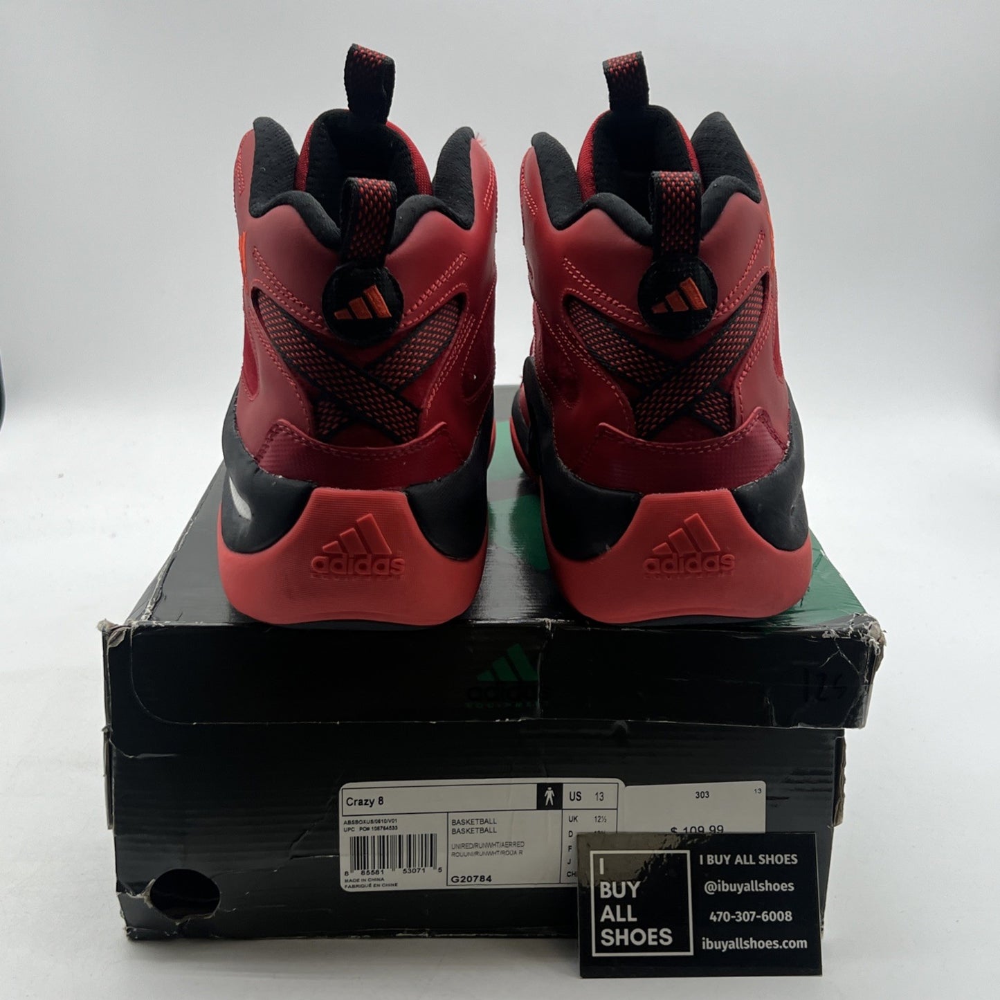 Size 13 - adidas Crazy 8 Retro Red White Black (G20784)