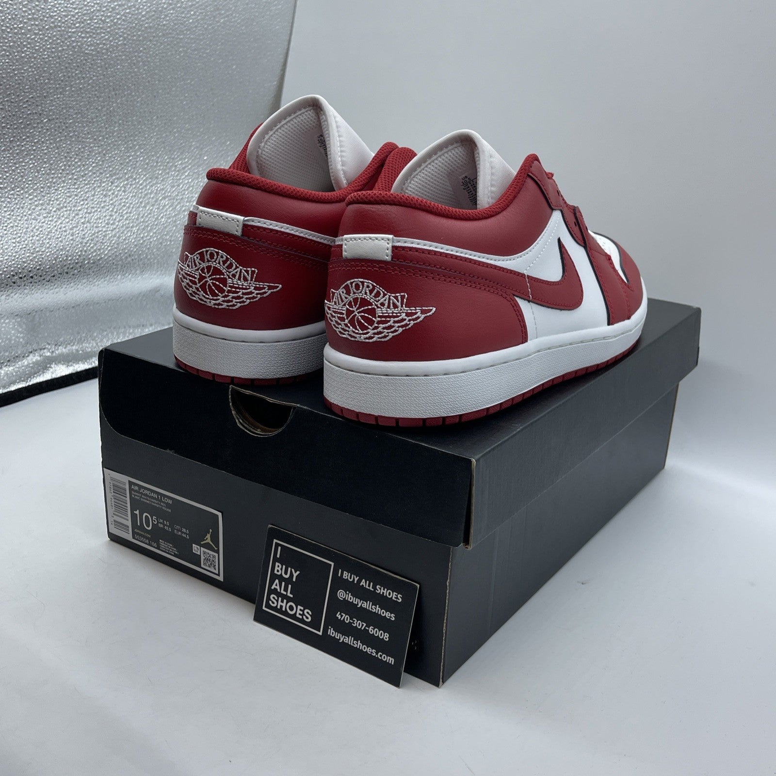Size 10.5 - Air Jordan 1 Low New Beginnings Red White Leather (553558-166)
