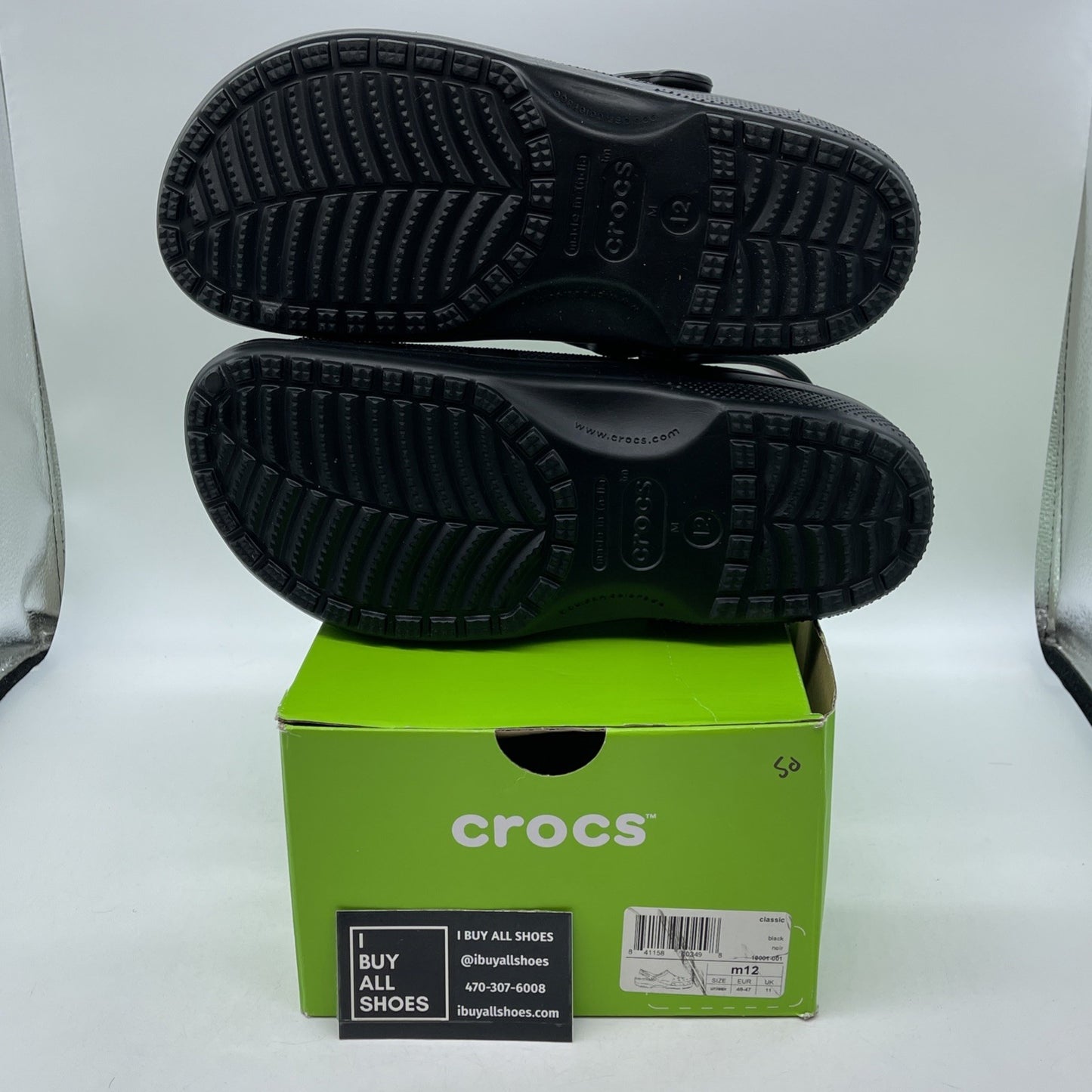 Size 12 - Crocs Classic Clog Authentic Shoe Style Black Rubber (10001)