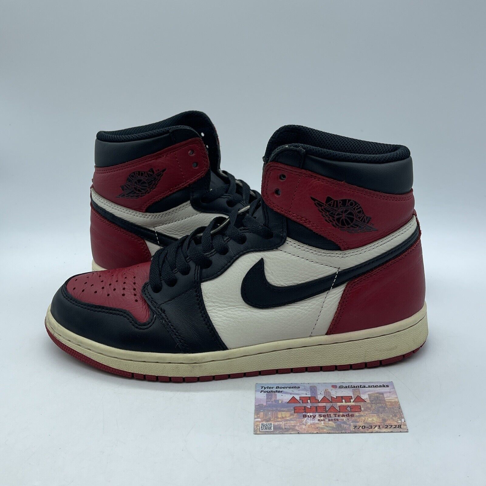 Size 8 - Jordan 1 Retro OG High Bred Toe Black Red White Leather (555088-610)