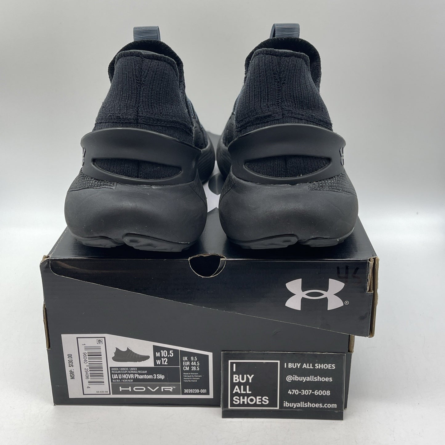 Size 12W - Under Armour HOVR Phantom 3 Slip Triple Black Suede (3026239-001)