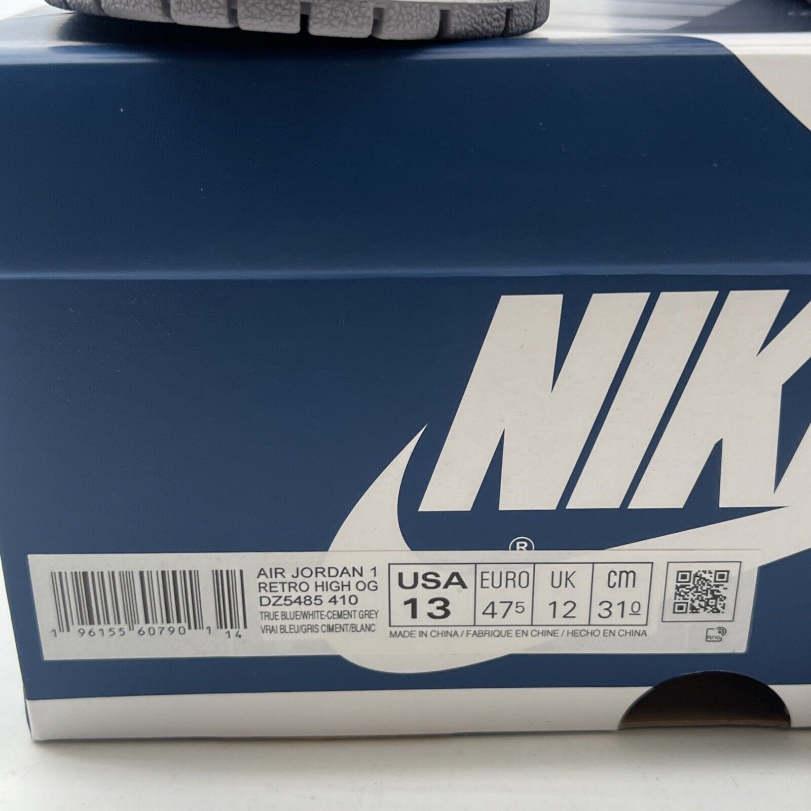 Size 13 - Air Jordan 1 Retro OG High True Blue (DZ5485-410)