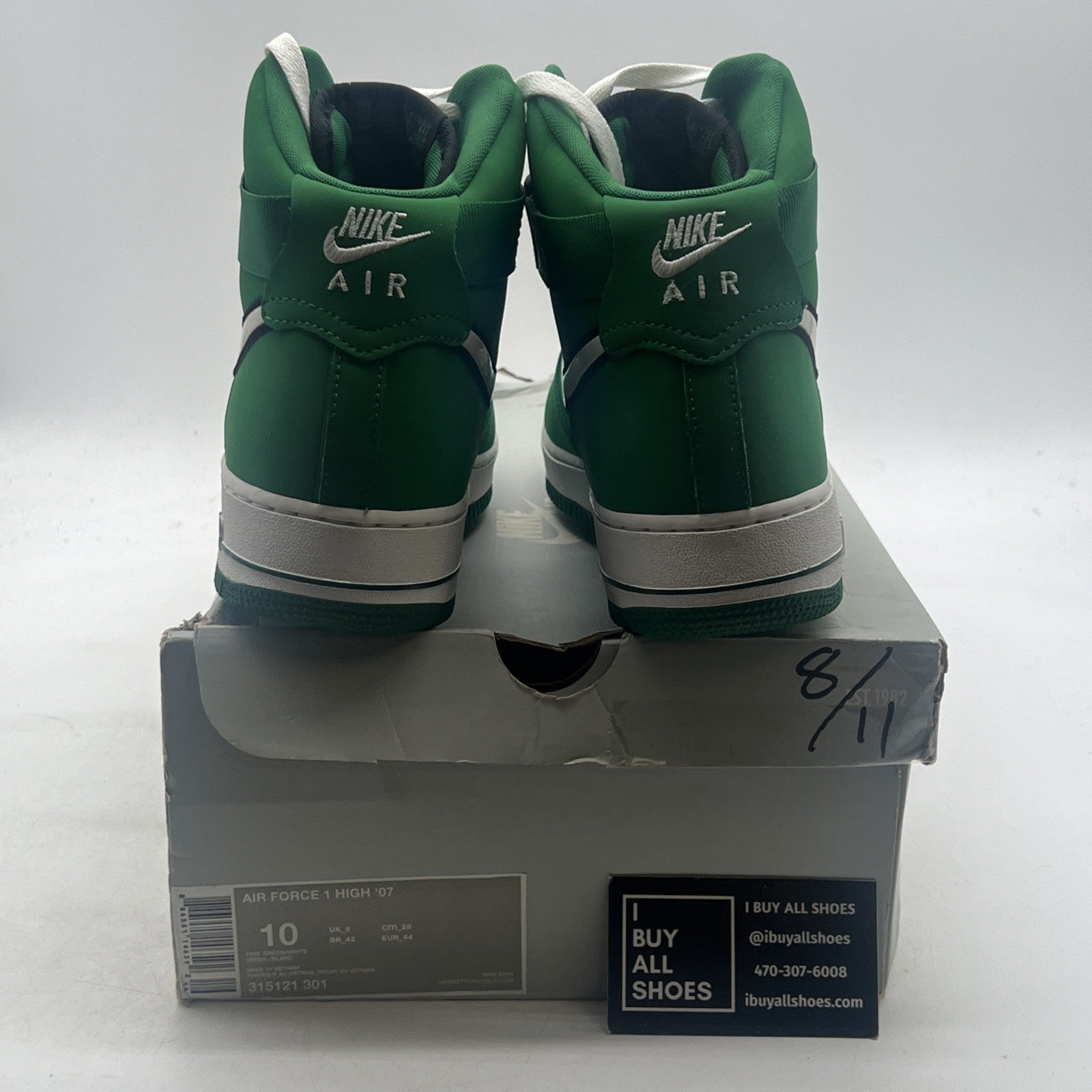 Size 10 - Nike Air Force 1 '07 High Pine Green (315121-301)